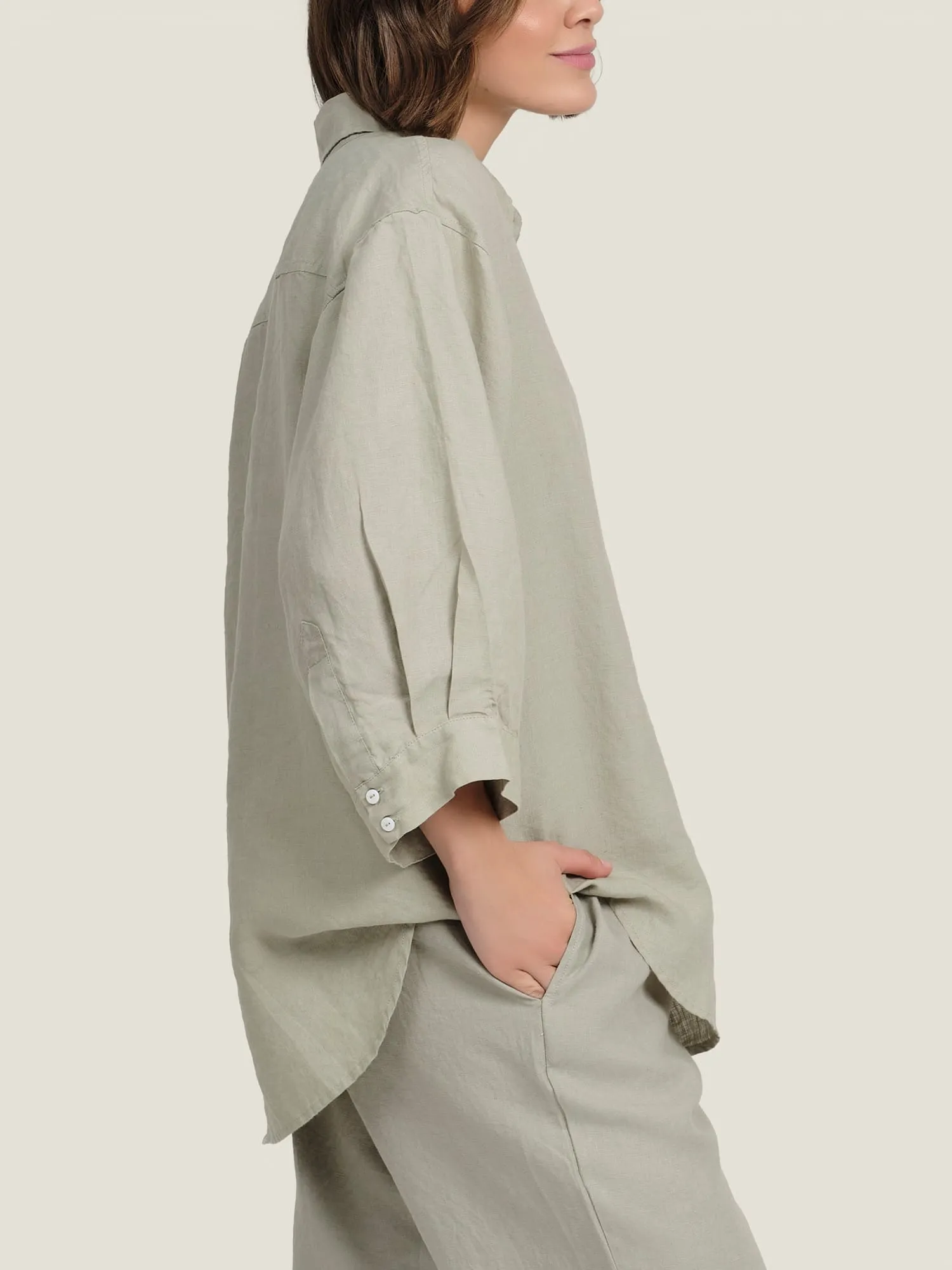 100% Linen shirt in Sage