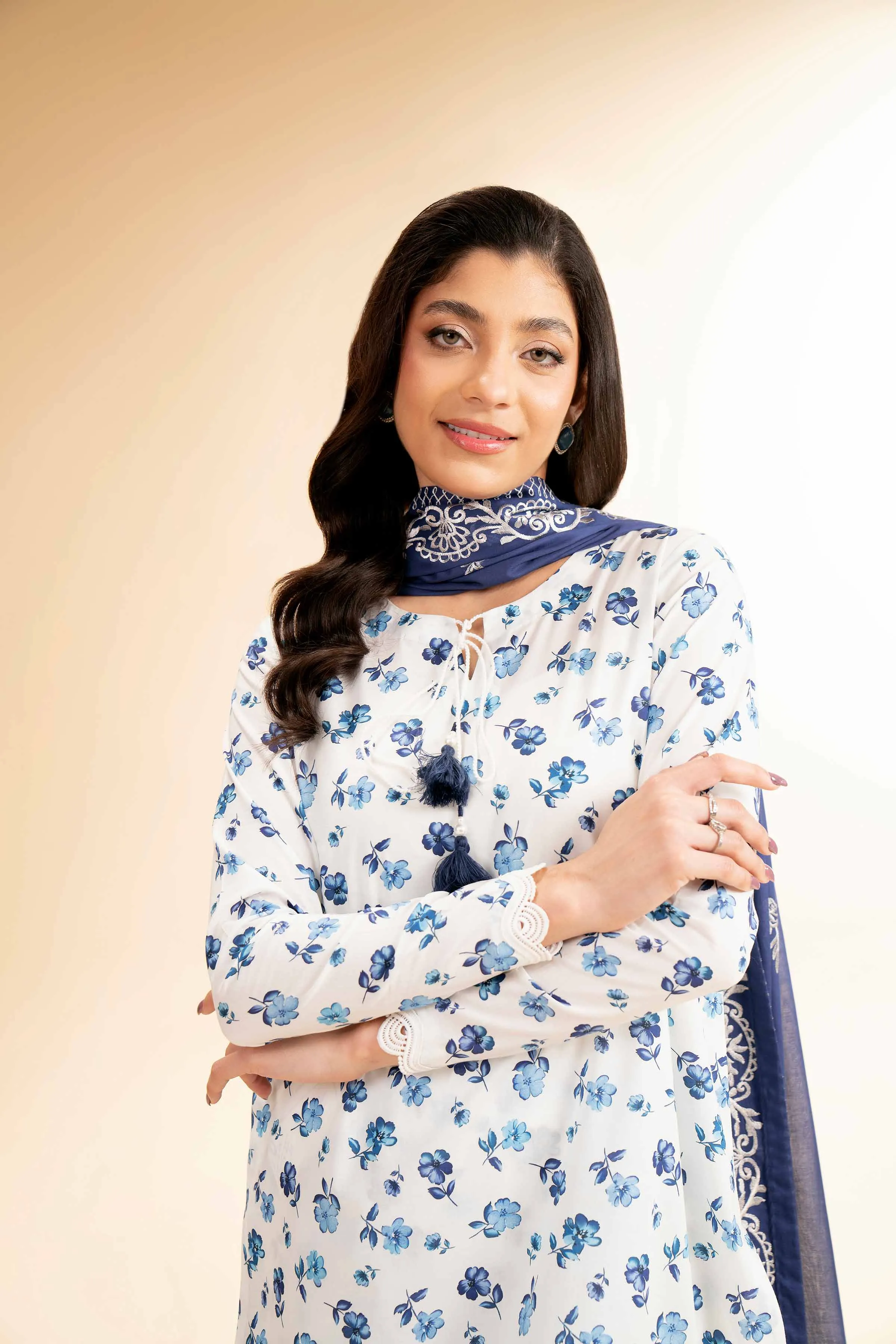 3 Piece - Printed Embroidered Suit - 42501357