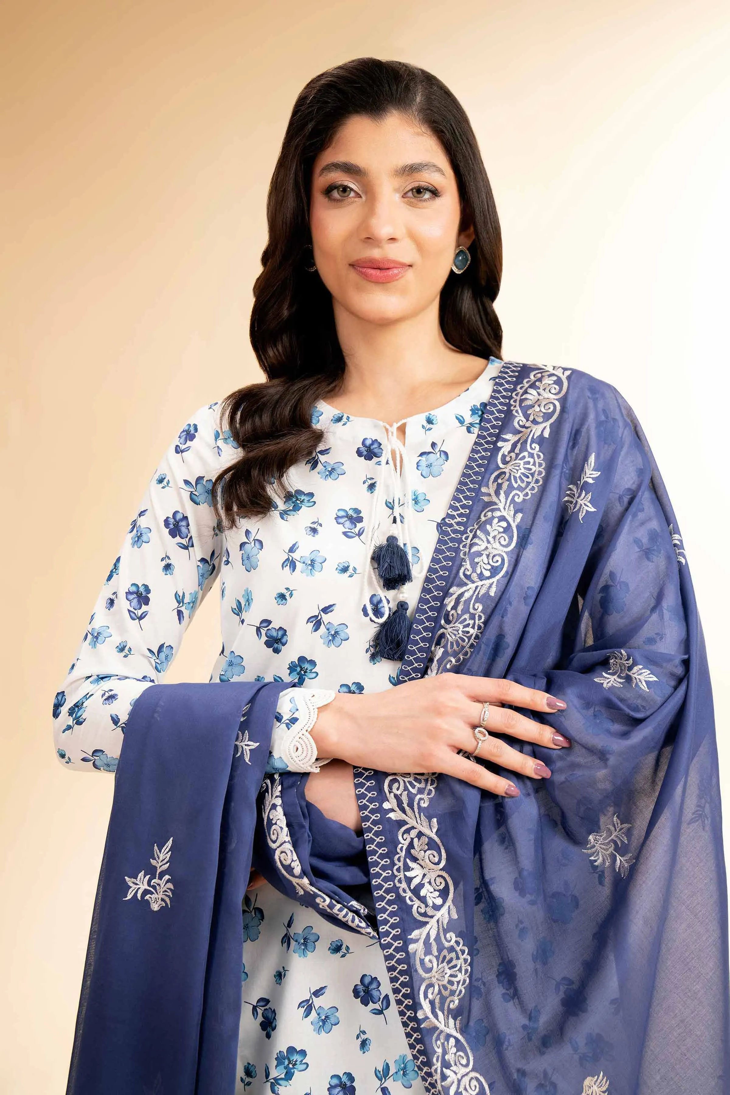 3 Piece - Printed Embroidered Suit - 42501357