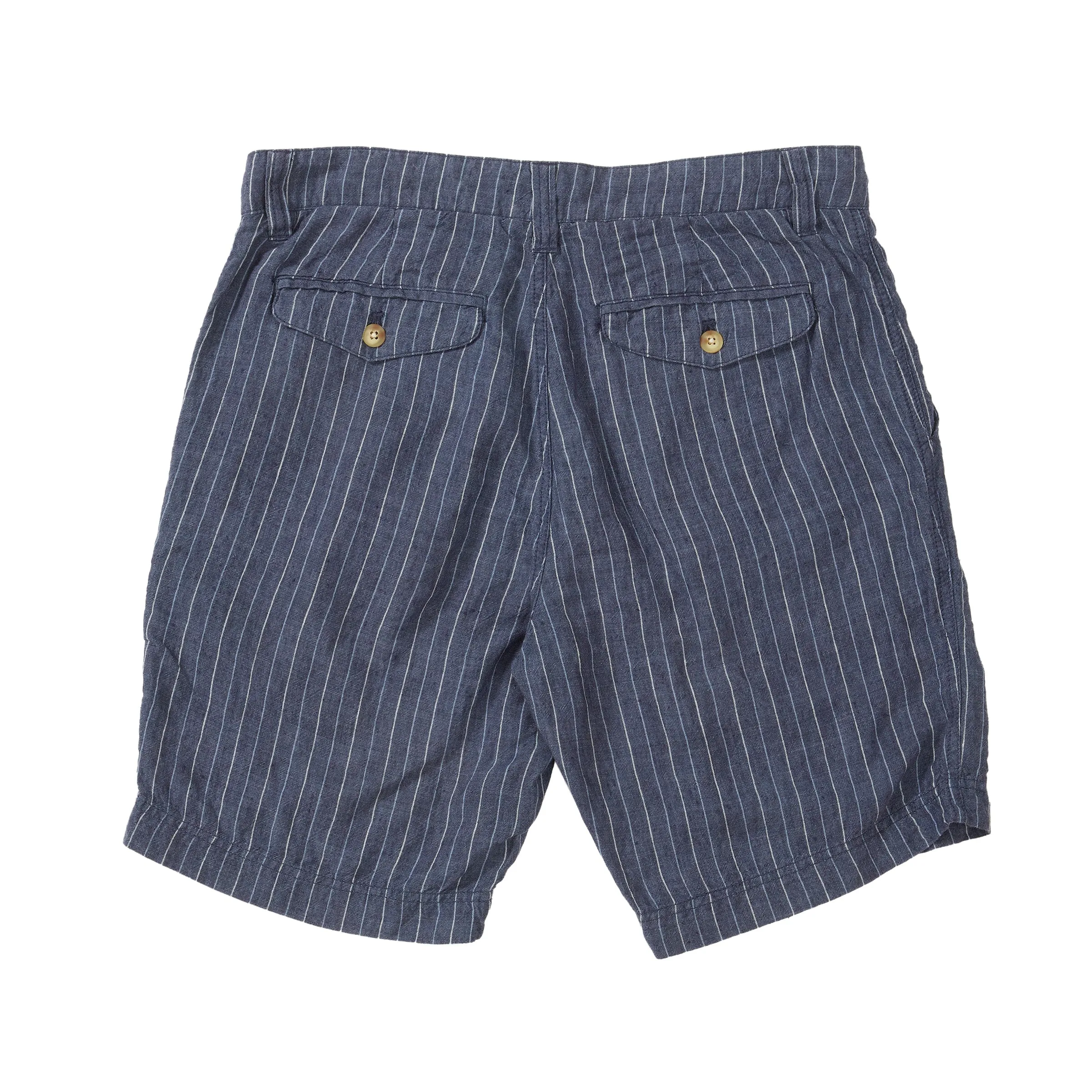 Aventura Washed Linen Shorts - Faded Indigo Stripe