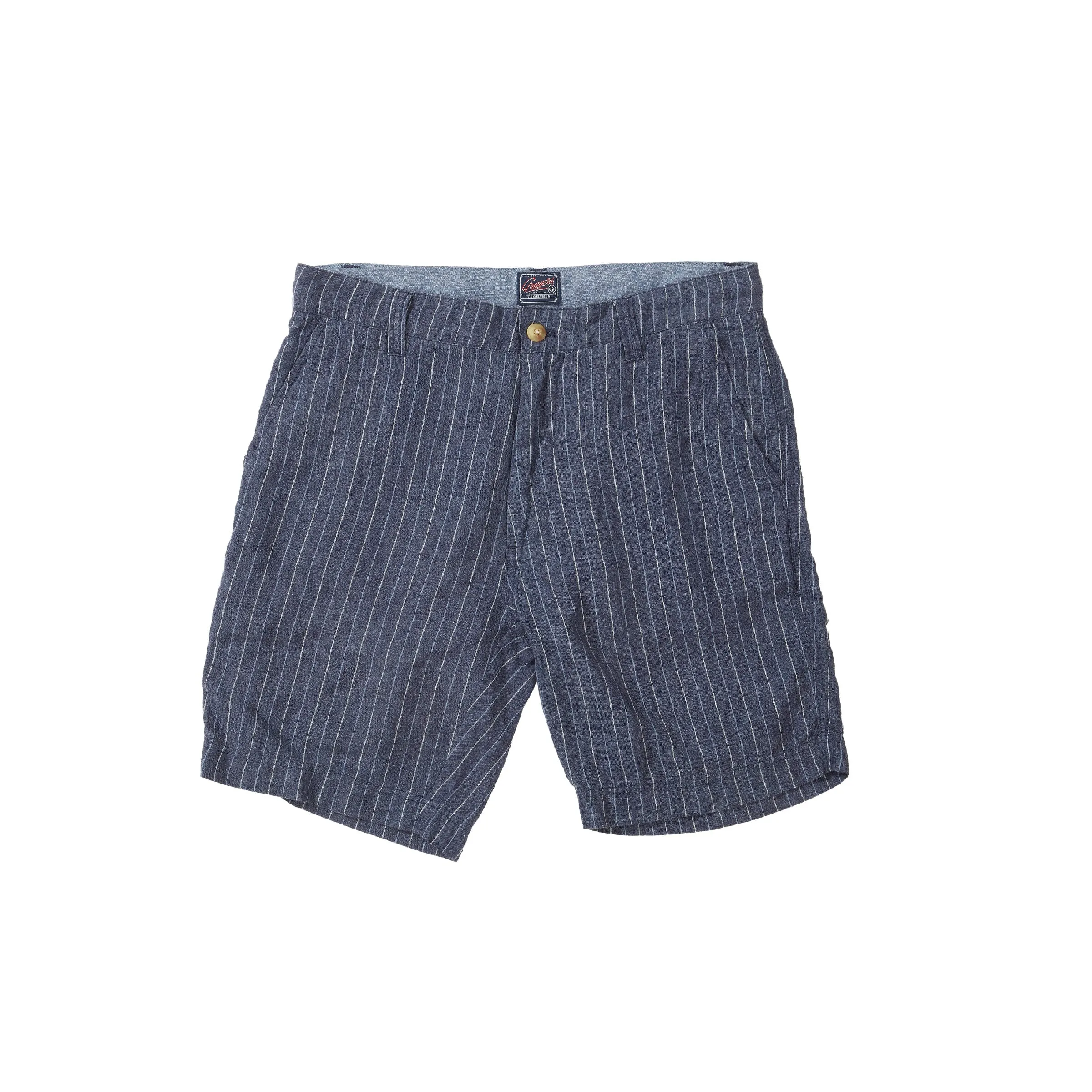 Aventura Washed Linen Shorts - Faded Indigo Stripe