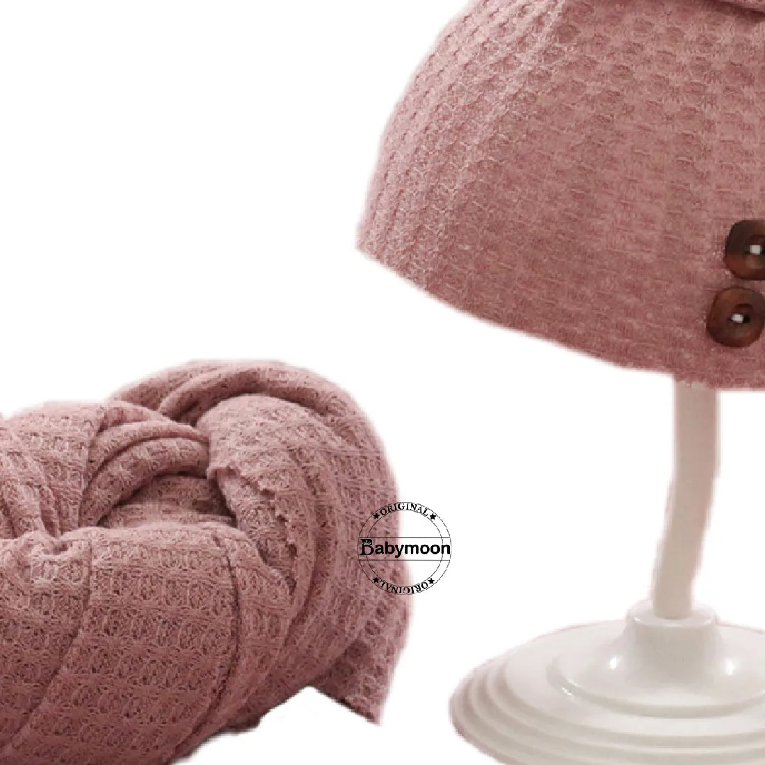 Babymoon Stretchable Baby Wrap & Knotty Cap New Born Photography Photoshoot Prop-Pink