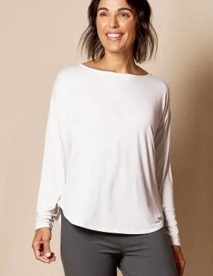 Bamboo Dolman Long Sleeve Tee - Soft White