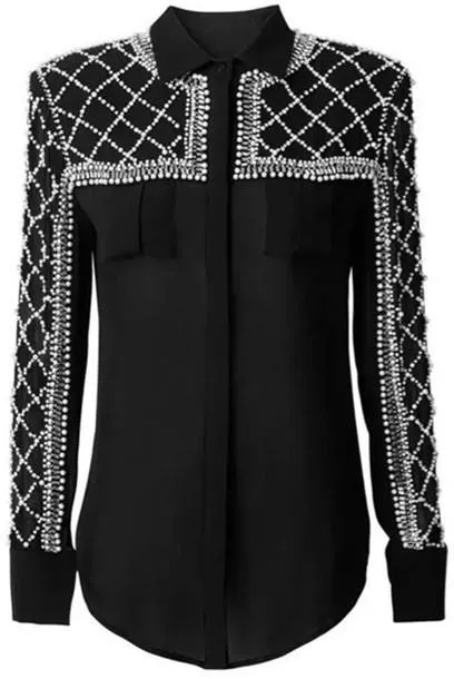 Black Embellished Silk Blouse *Very Low Stock*