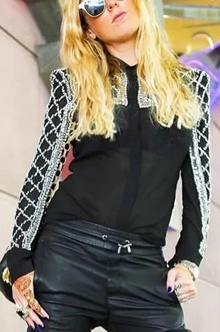 Black Embellished Silk Blouse *Very Low Stock*