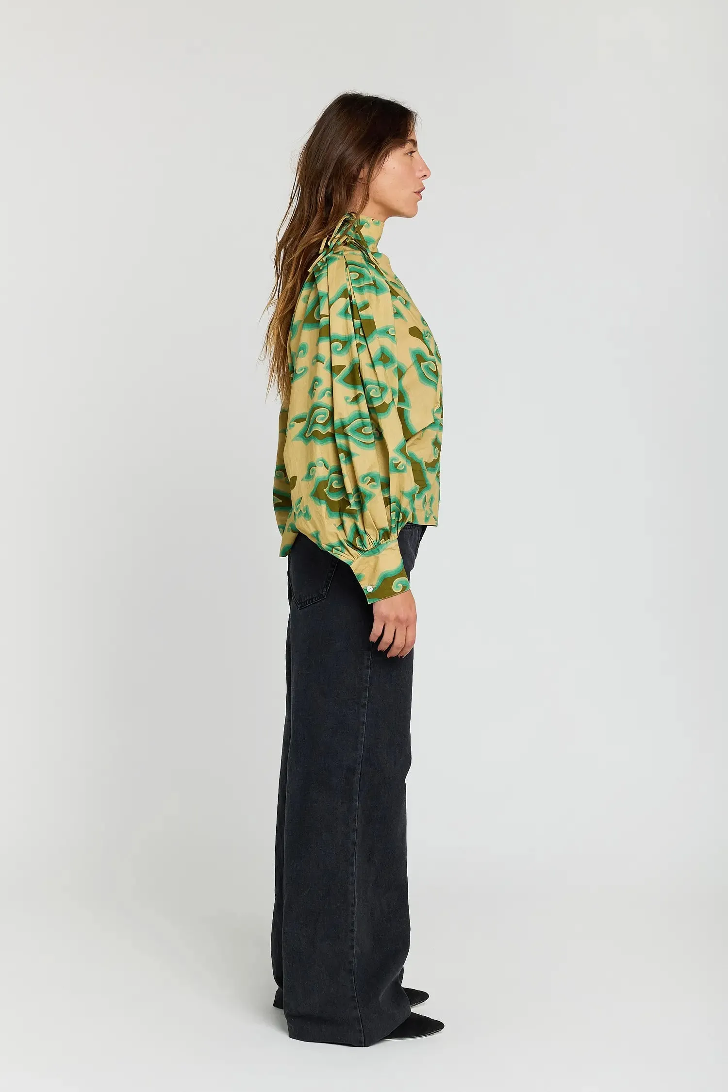 Blouse imprimée verte SELF