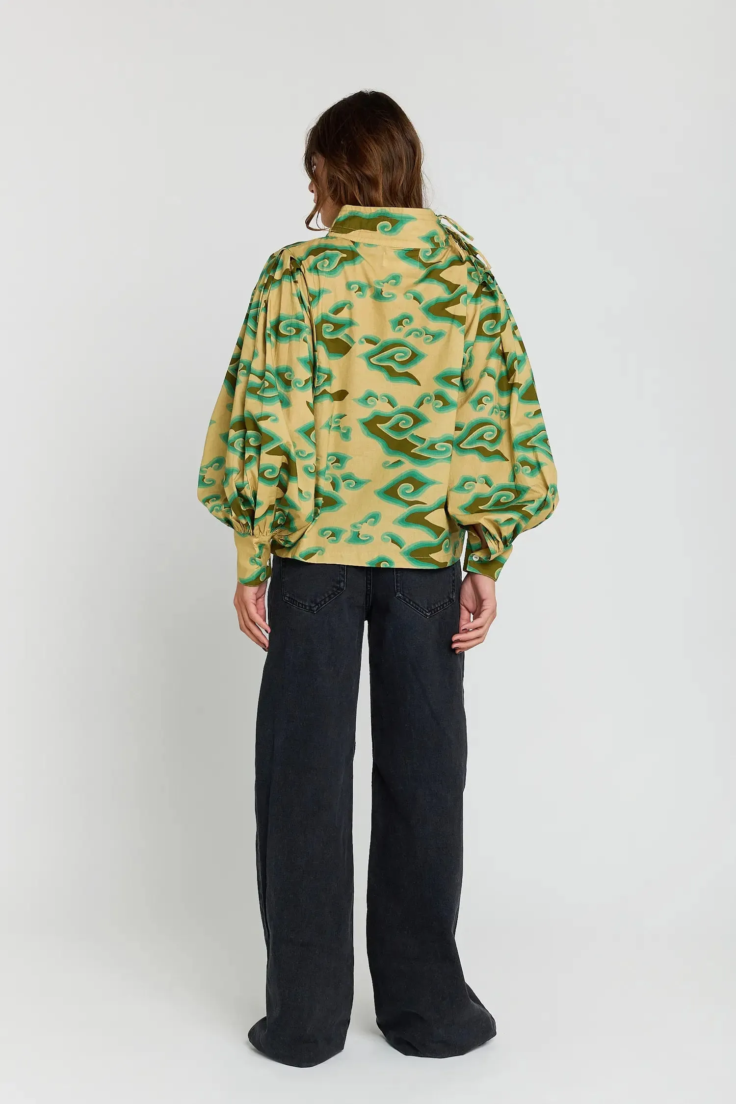Blouse imprimée verte SELF