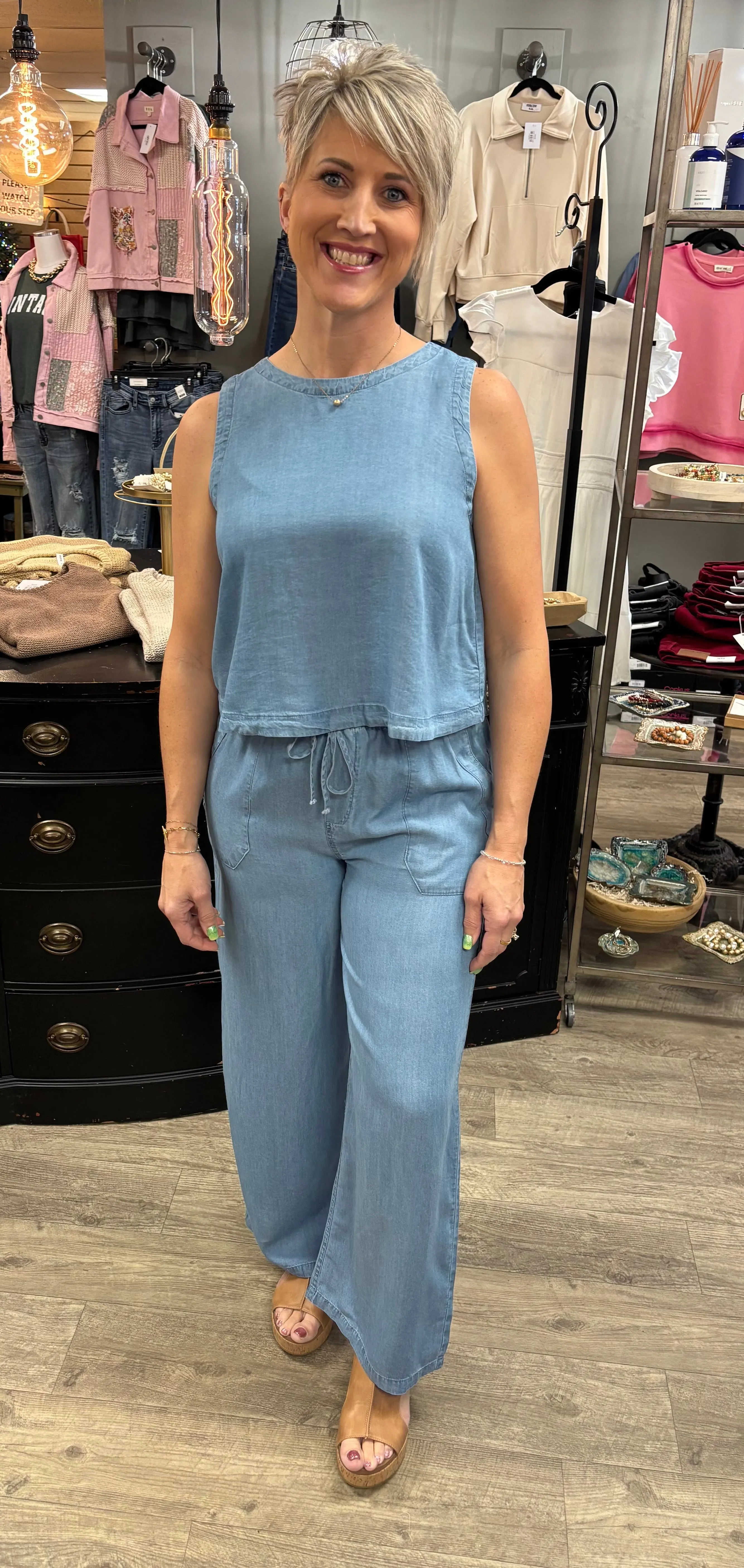 Chambray Bliss Wide Leg Pants