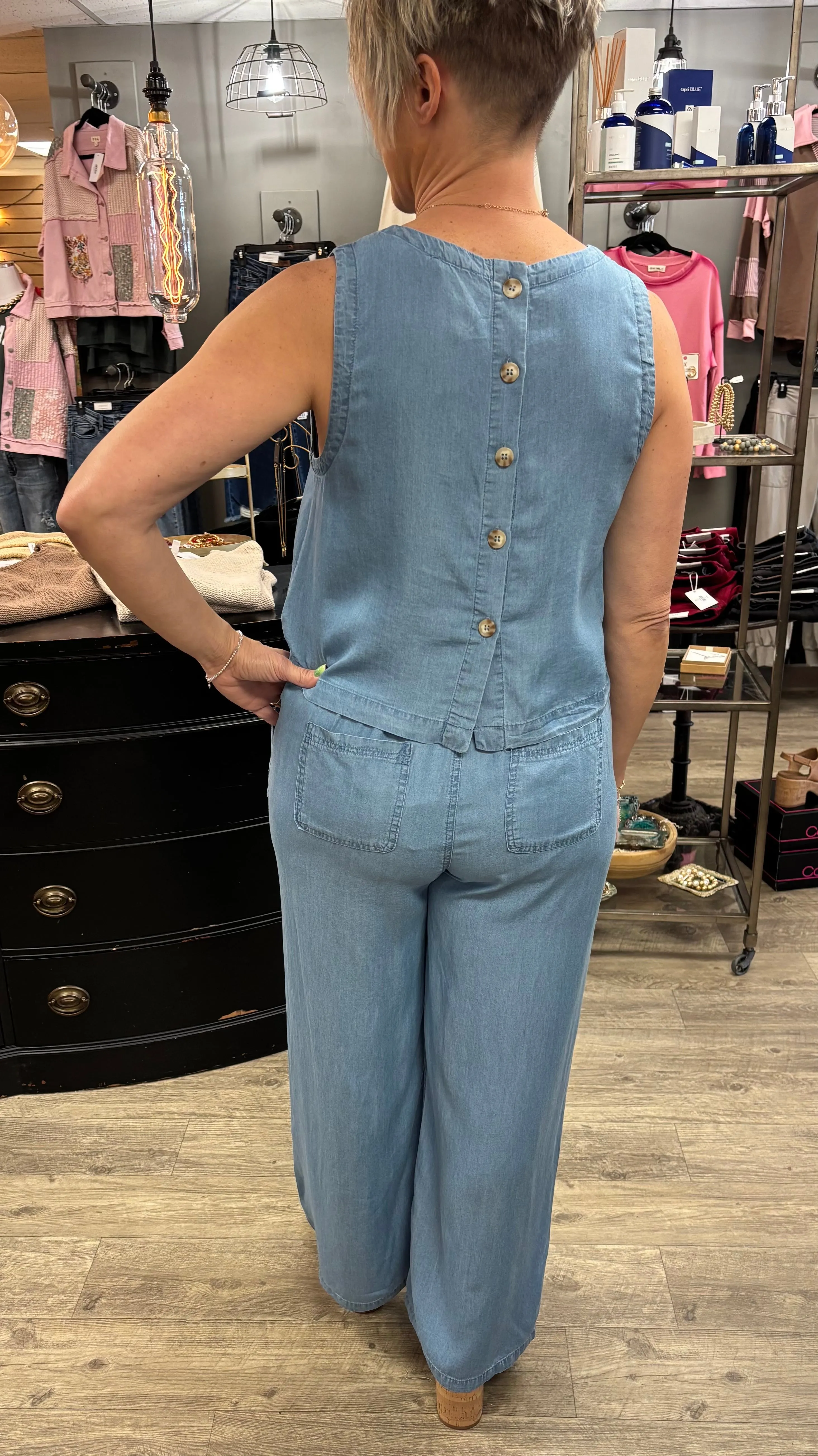 Chambray Bliss Wide Leg Pants