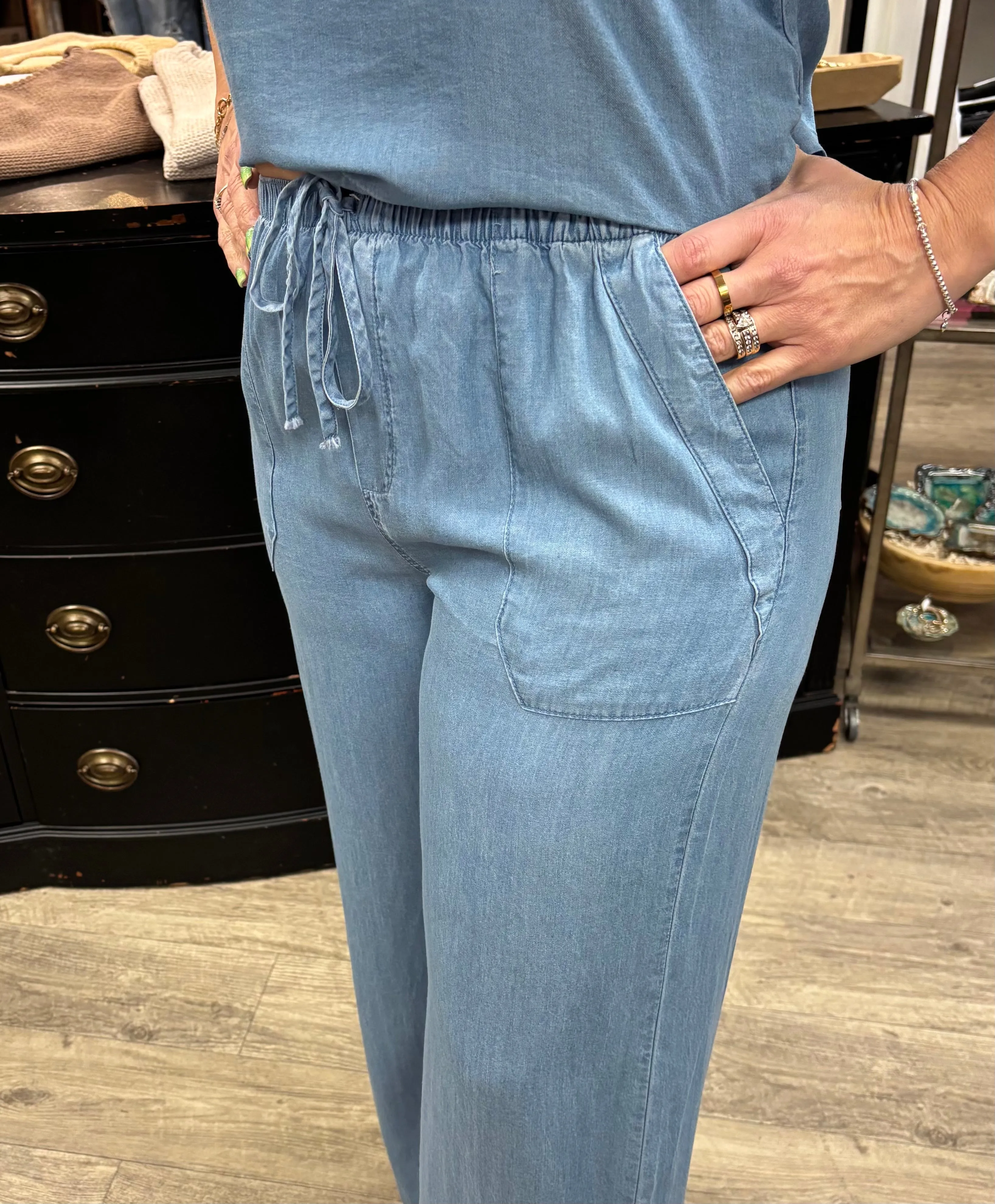 Chambray Bliss Wide Leg Pants