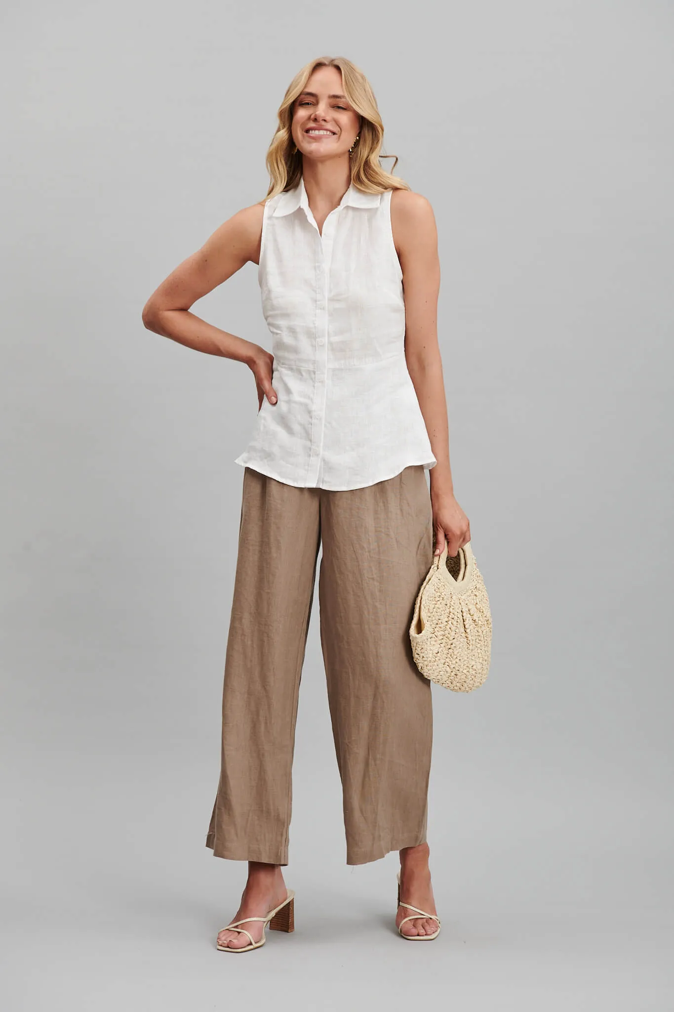 Daytona Pant In Mocha Pure Linen