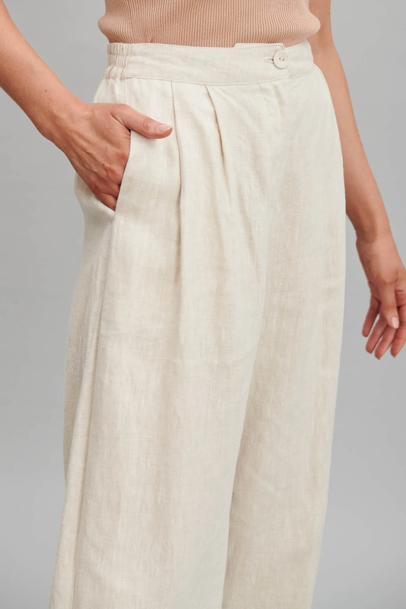 Daytona Pant In Oatmeal Pure Linen