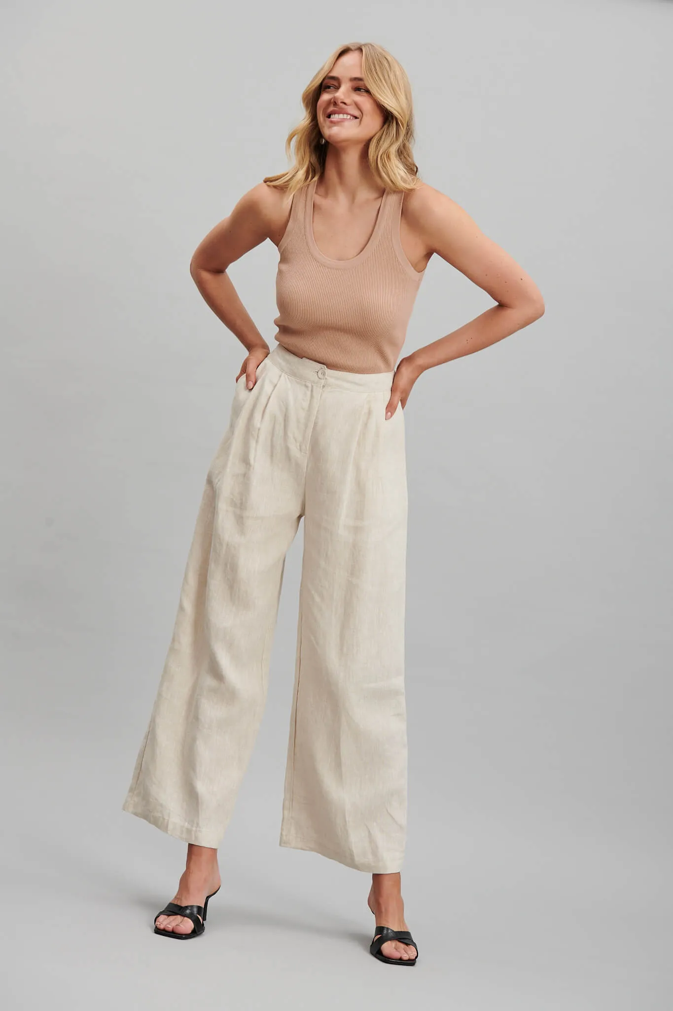 Daytona Pant In Oatmeal Pure Linen