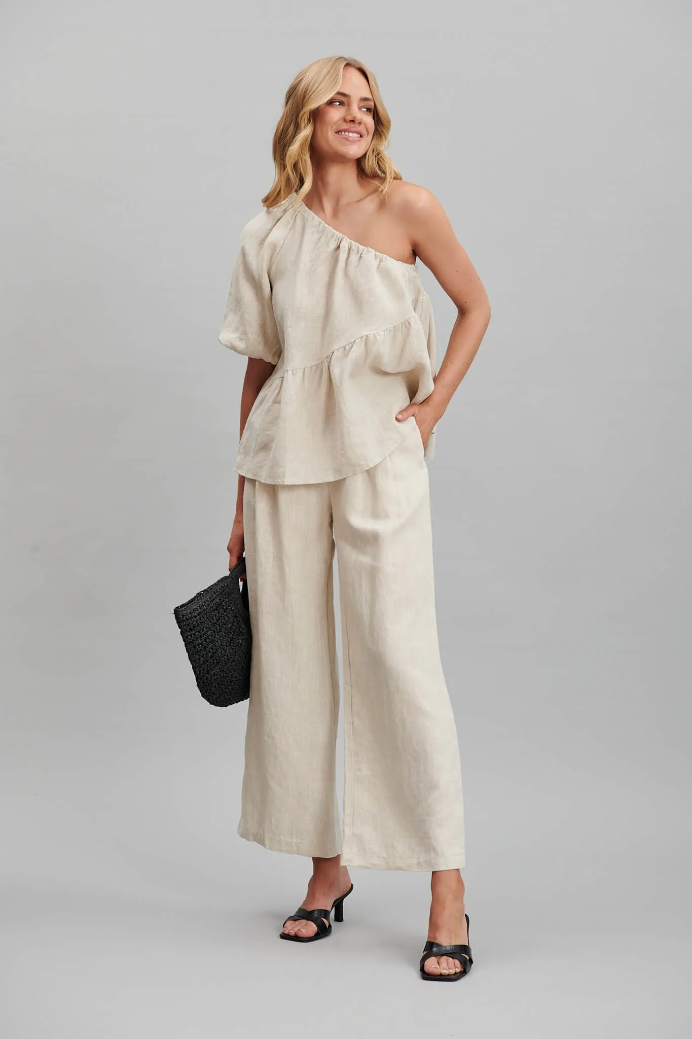 Daytona Pant In Oatmeal Pure Linen
