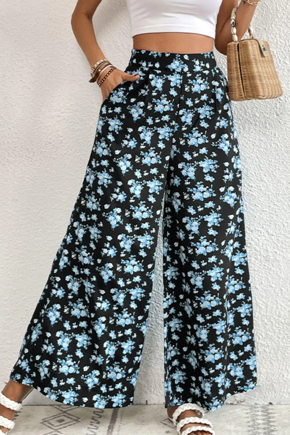 Easygoing Floral High Waist Culotte Pants