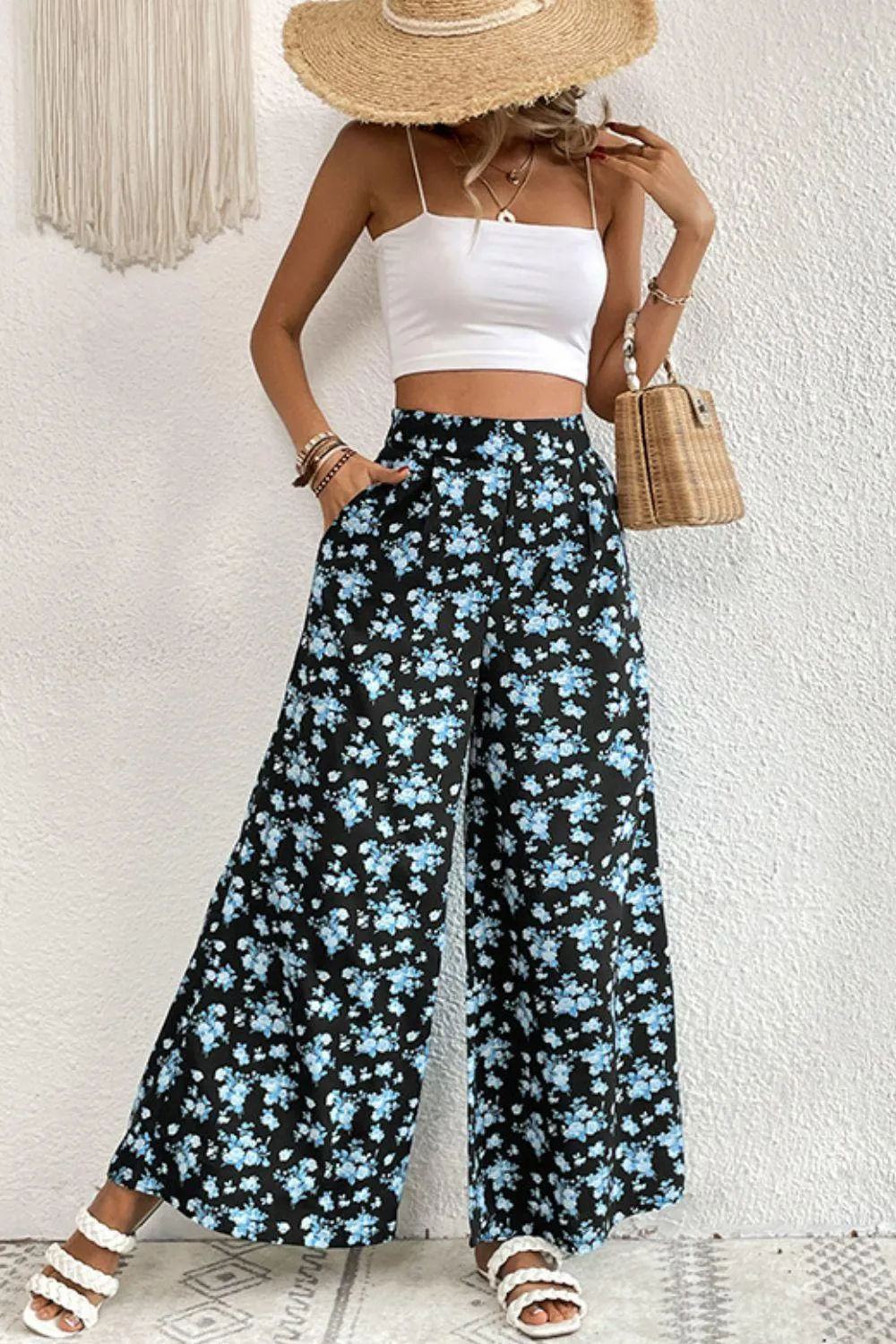 Easygoing Floral High Waist Culotte Pants