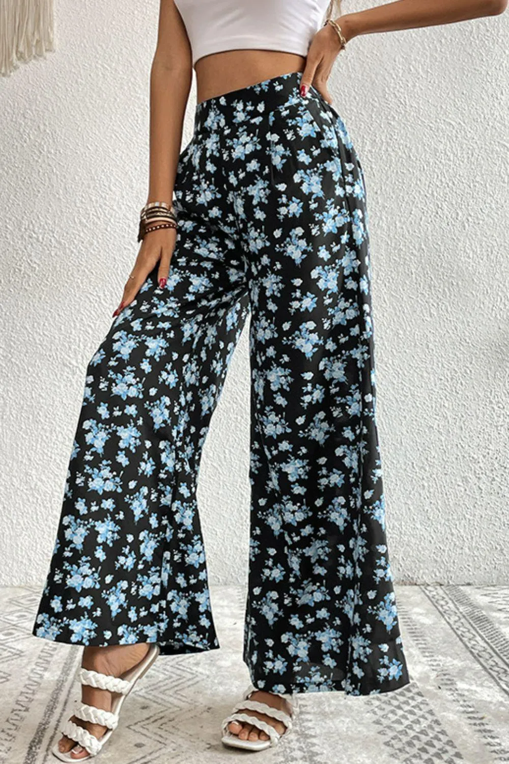 Easygoing Floral High Waist Culotte Pants