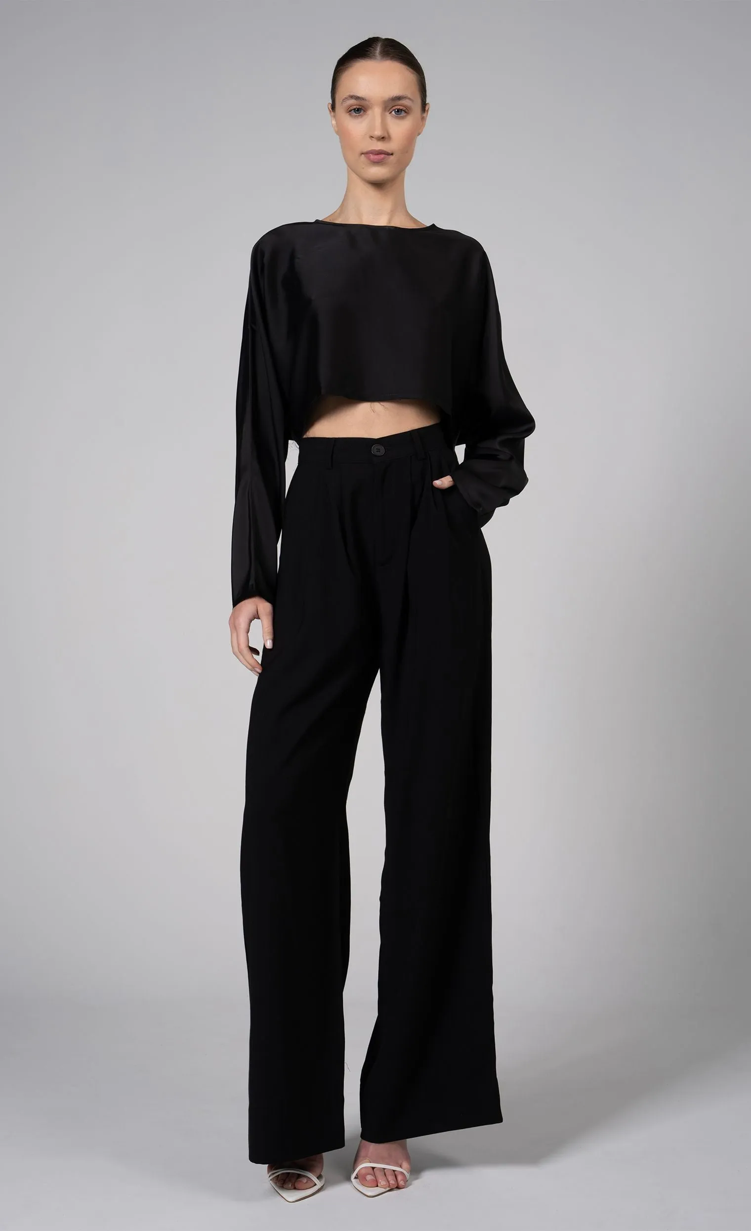 Fabi Wide Leg Pant - Black
