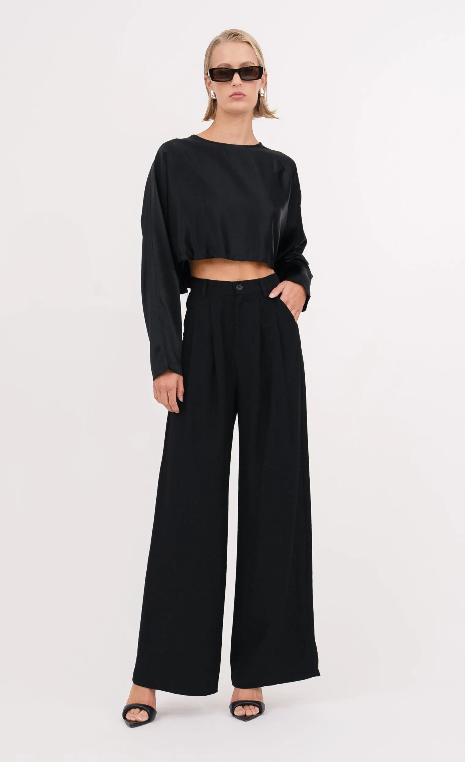Fabi Wide Leg Pant - Black