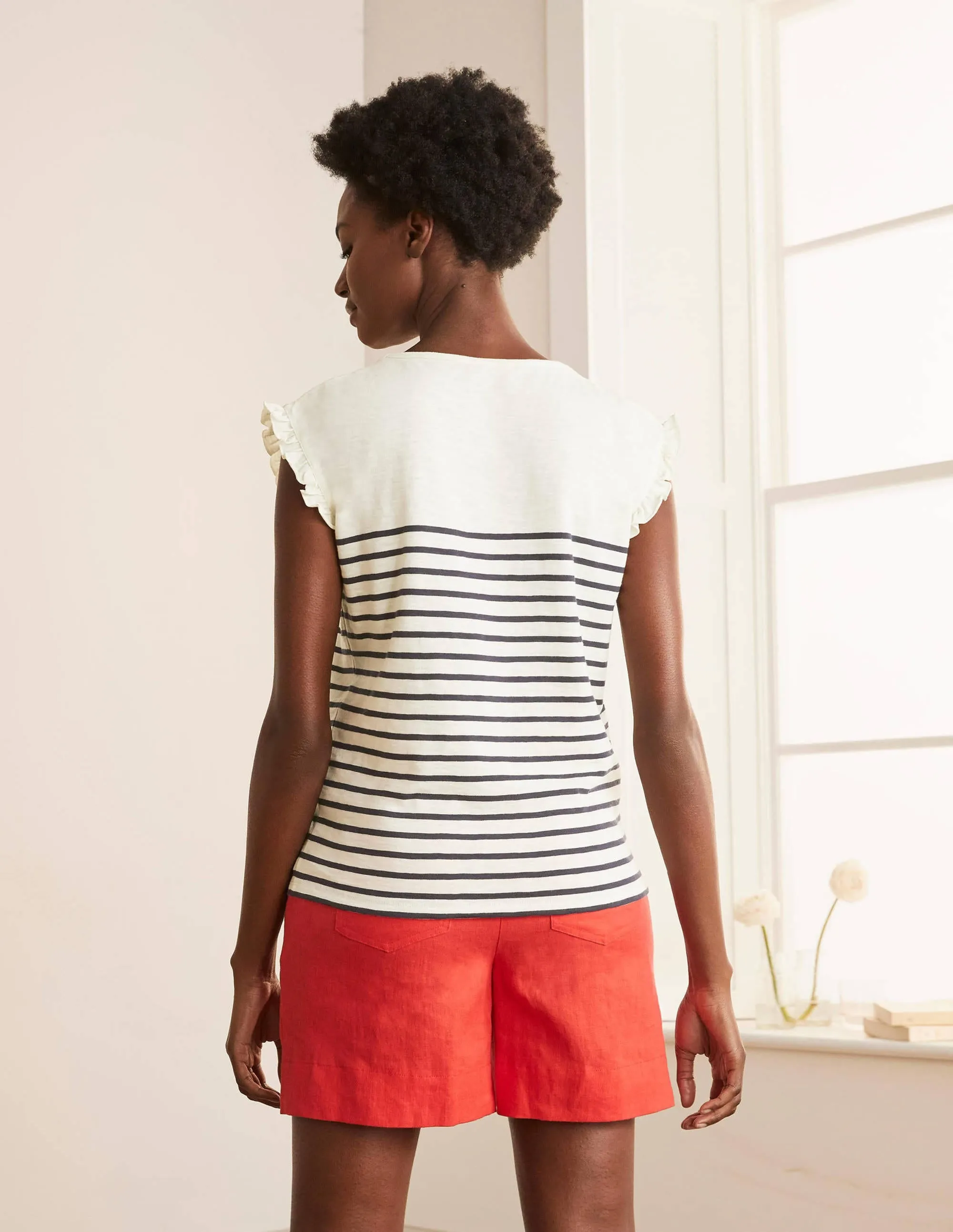 Faye Jersey Top-Ivory/ Navy