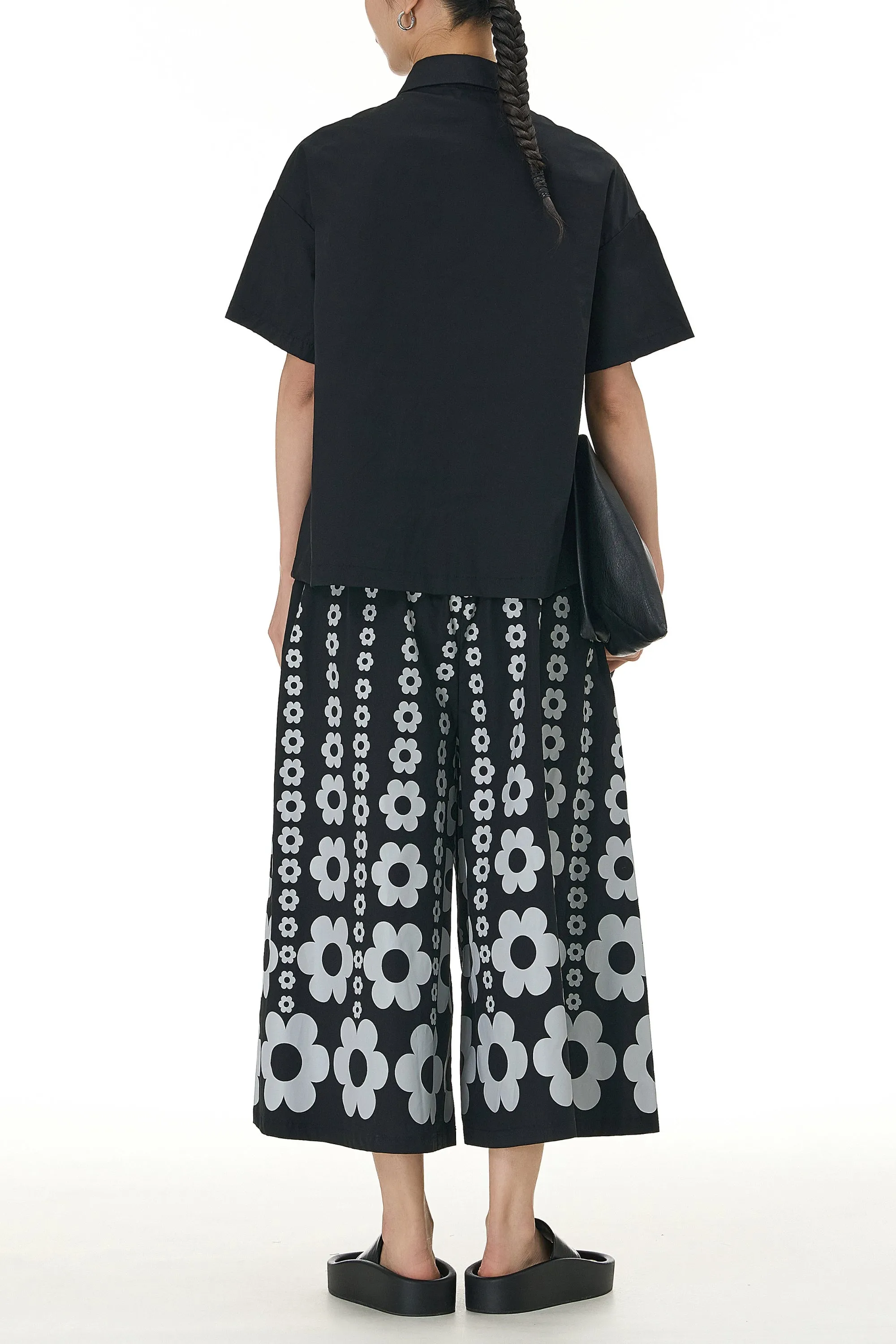 Floral Printed Black Cotton Coord Set