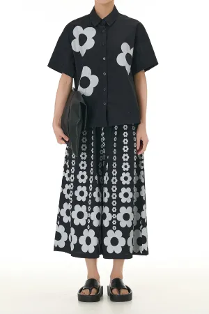 Floral Printed Black Cotton Coord Set