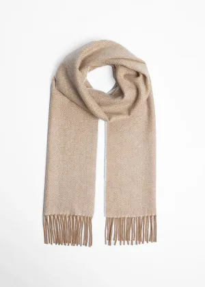 Foxford Lambswool Scarf | Camel Herringbone