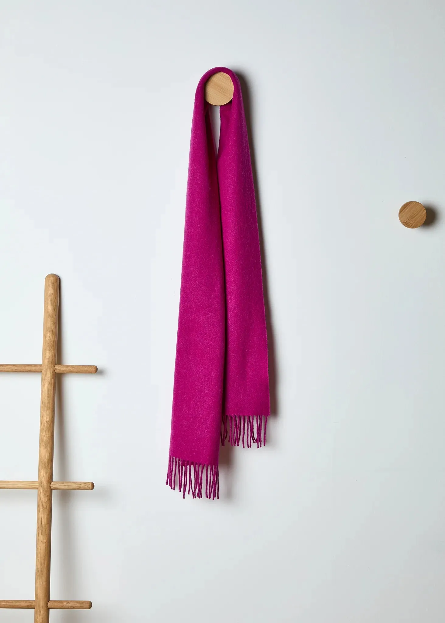 Foxford Lambswool Scarf | Magenta Pink Herringbone