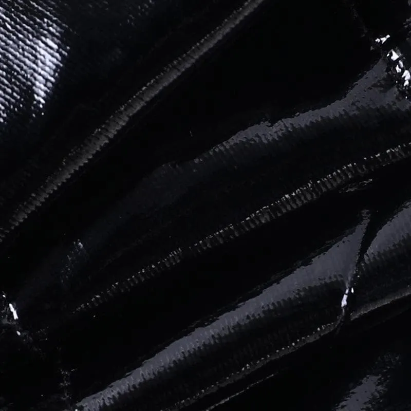 Halter o ring PU leather backless irregular crop top