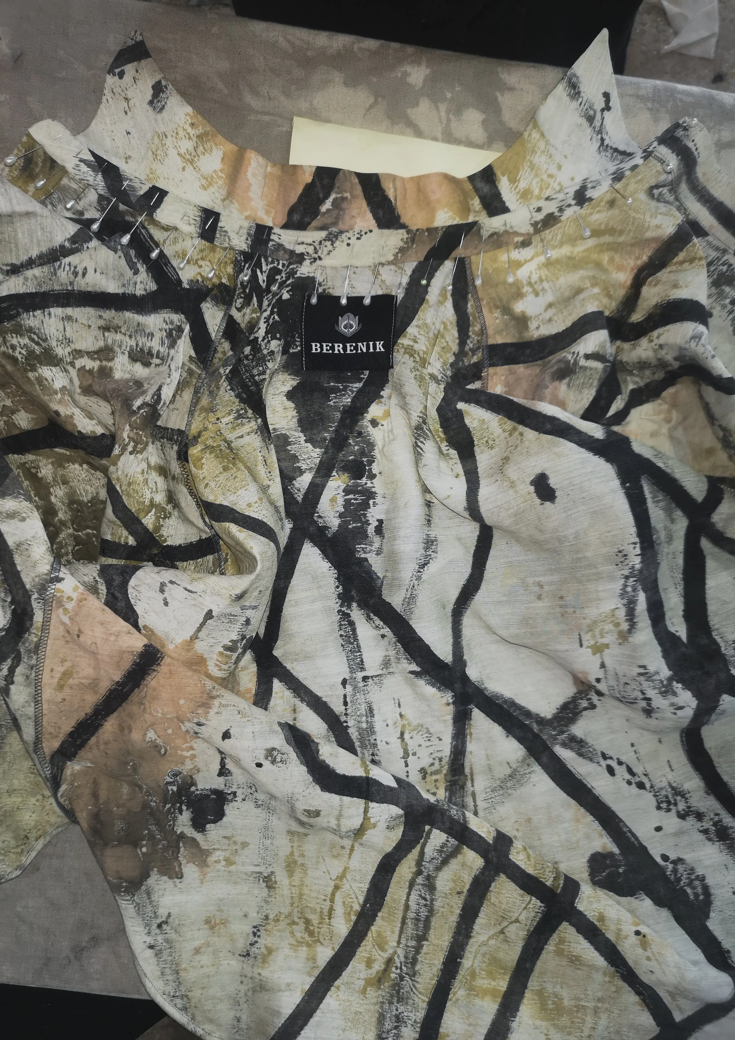 HOMEMADE - UNIQUE BLOUSE UNISEX - HAND PAINTED - black / grey