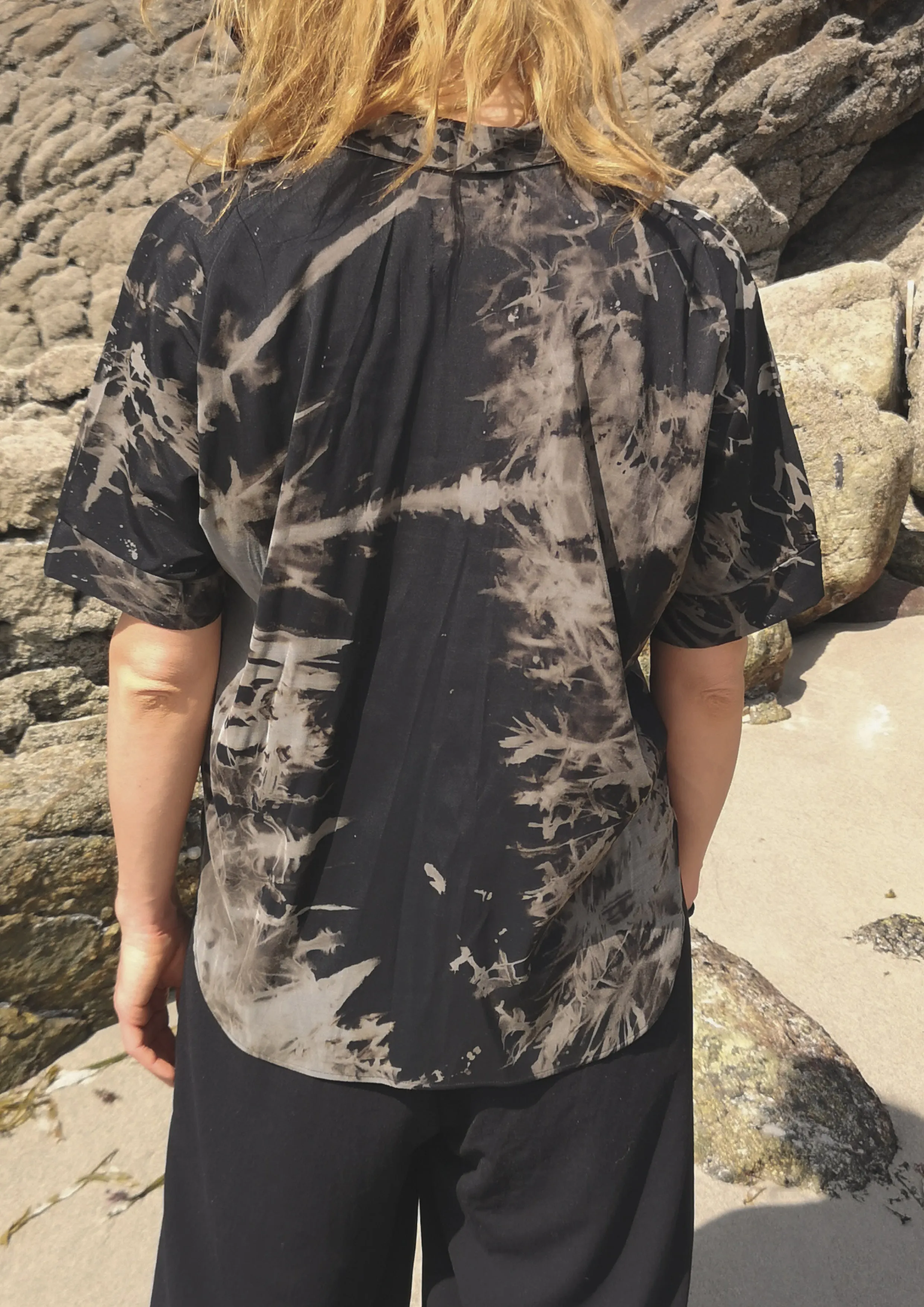 HOMEMADE - UNIQUE BLOUSE UNISEX - HAND PAINTED - black / grey