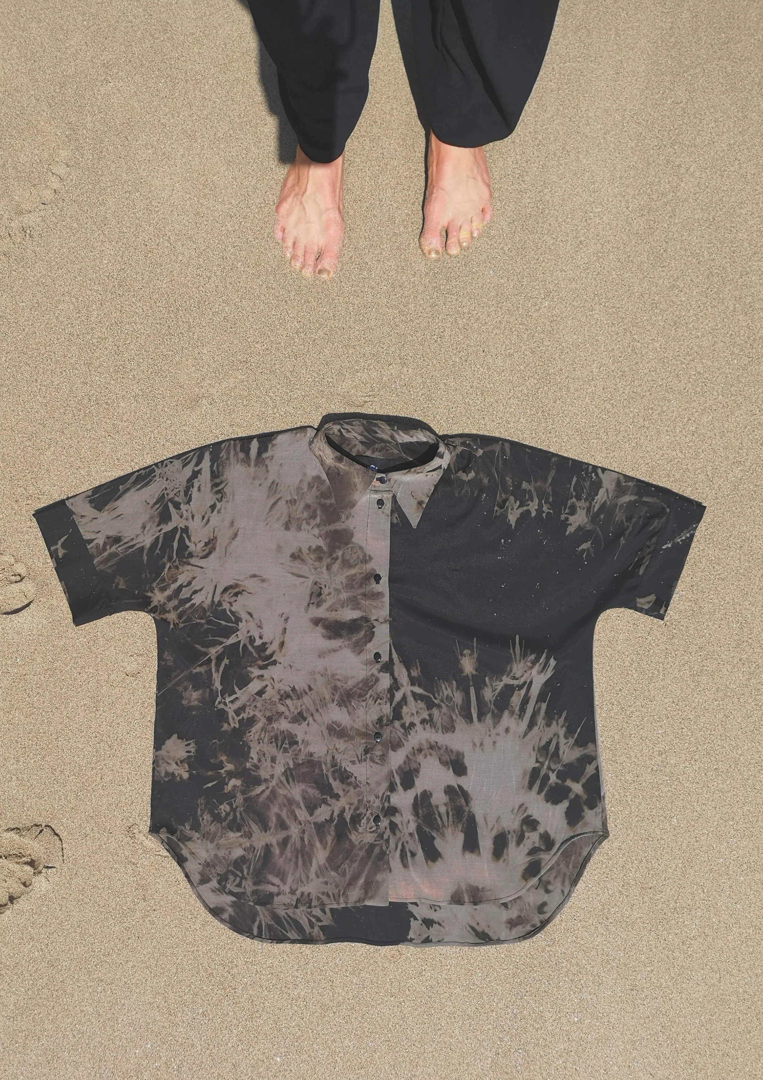 HOMEMADE - UNIQUE BLOUSE UNISEX - HAND PAINTED - black / grey