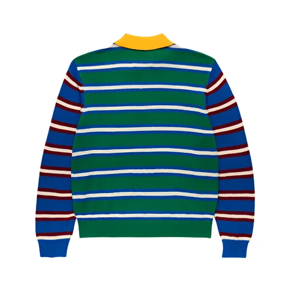 Homme Femme Classic Striped Knit Polo - Blue/Green