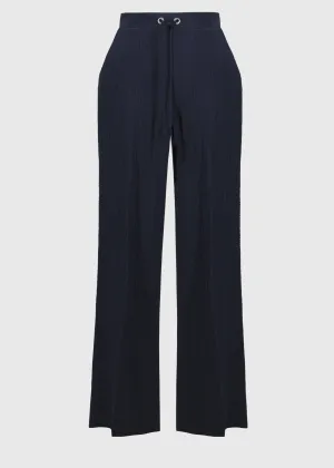 Joseph Ribkoff Seersucker Wide Leg Drawstring Pant in Midnight