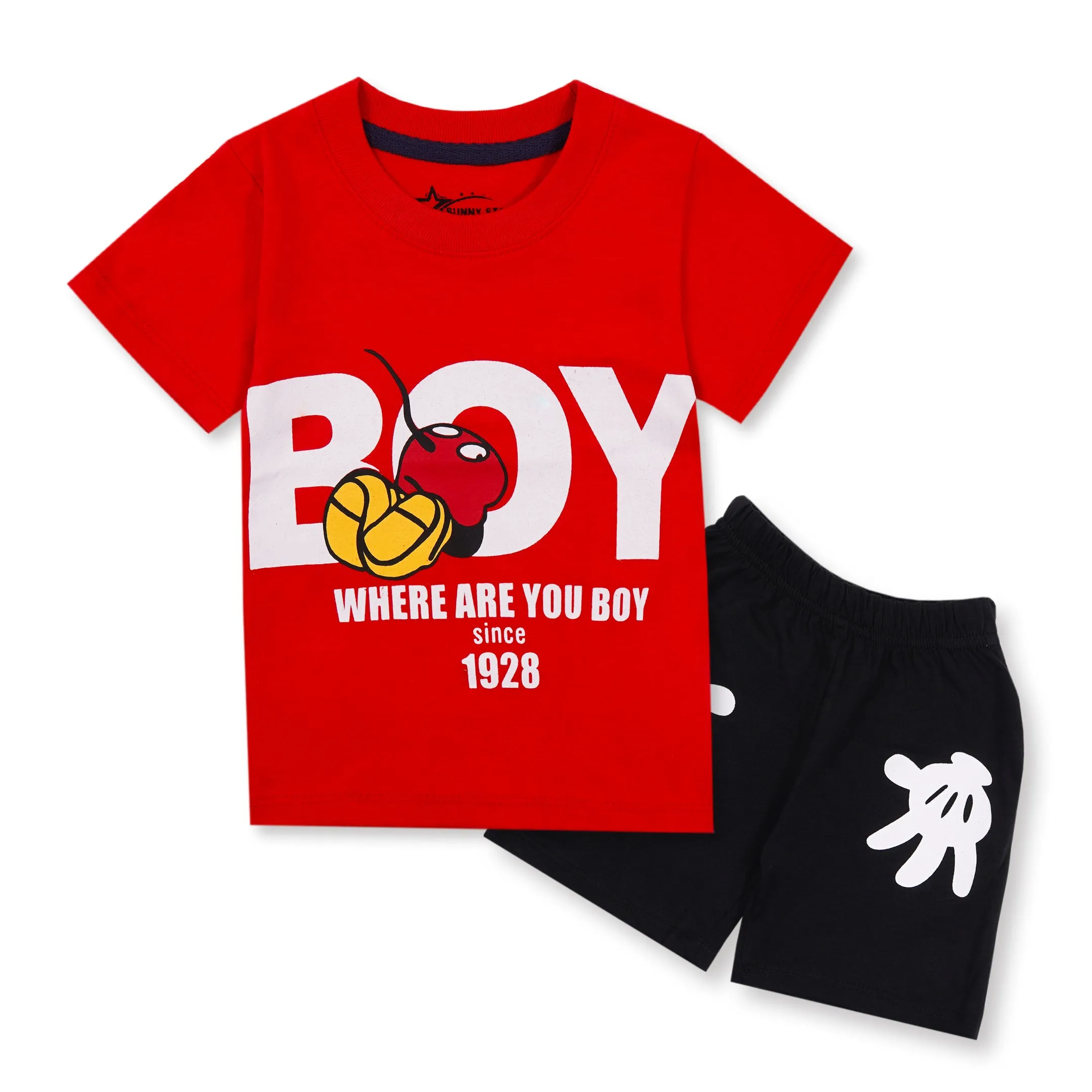 Kids T-Shirt & Short Set Printed Boy Red - Sunshine