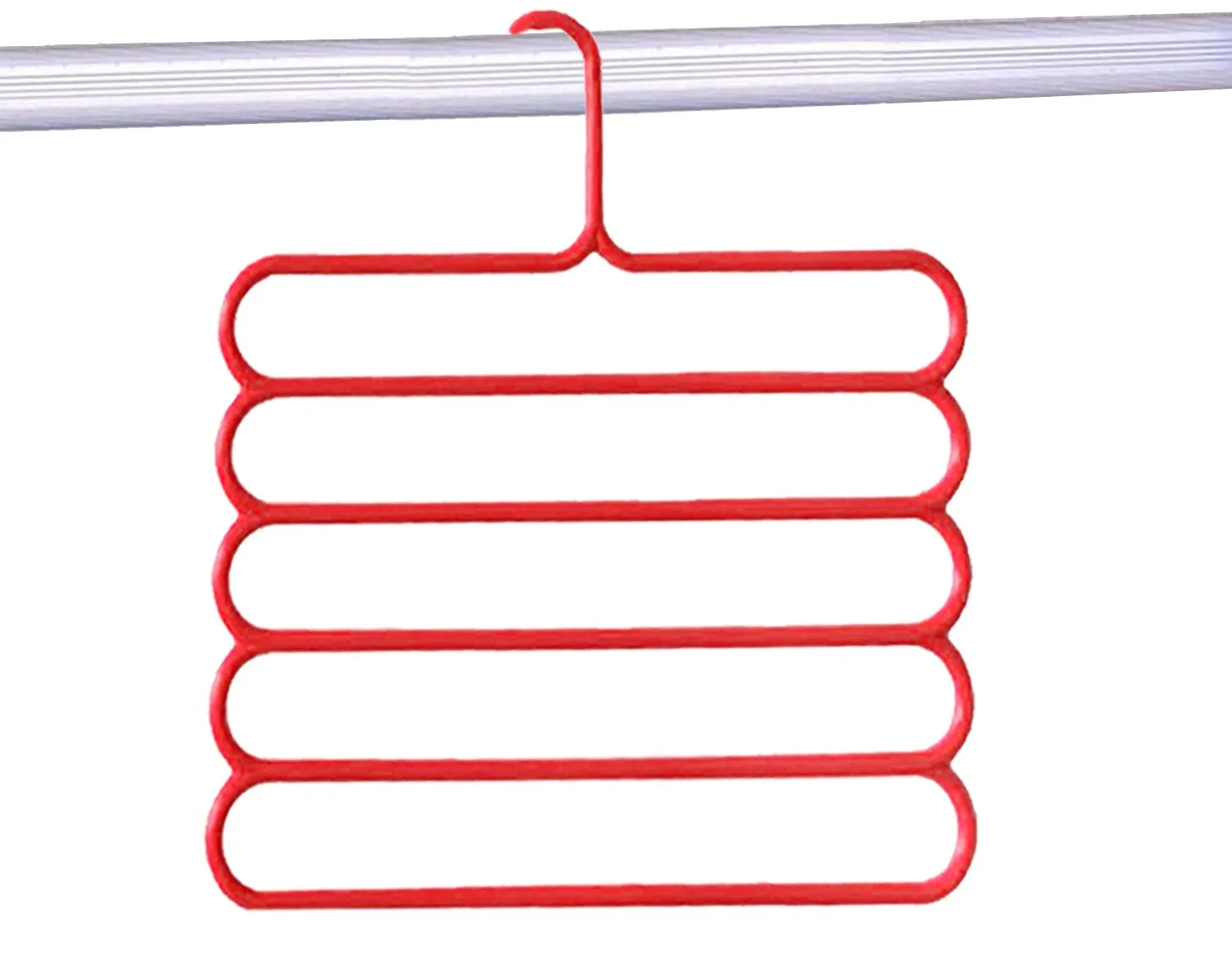 Kuber Industries 12 Pieces Multi-Purpose 5 Layer Pants Clothes Hanger Wardrobe Storage Organizer (Multicolour) - CTKTC23496