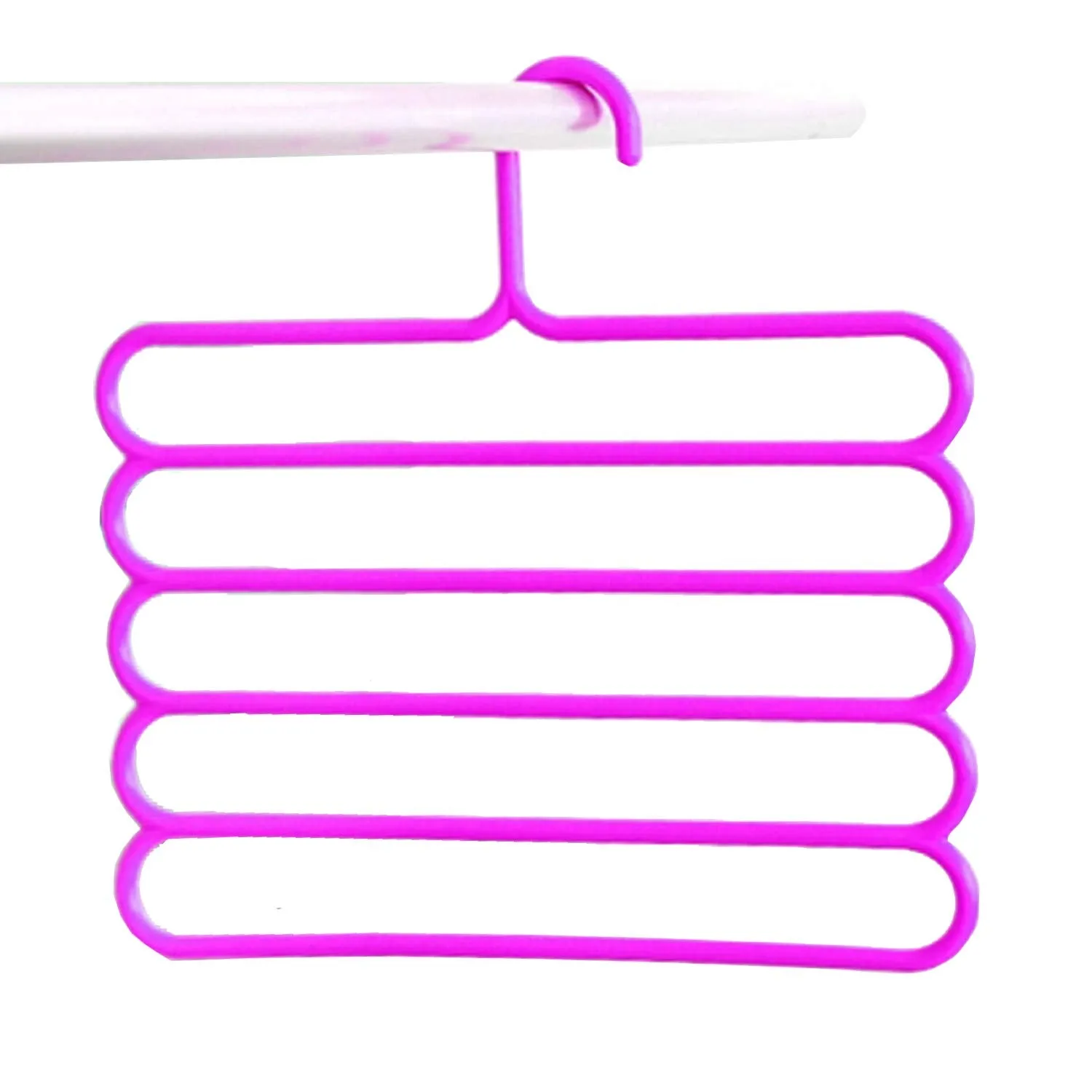 Kuber Industries 12 Pieces Multi-Purpose 5 Layer Pants Clothes Hanger Wardrobe Storage Organizer (Multicolour) - CTKTC23496