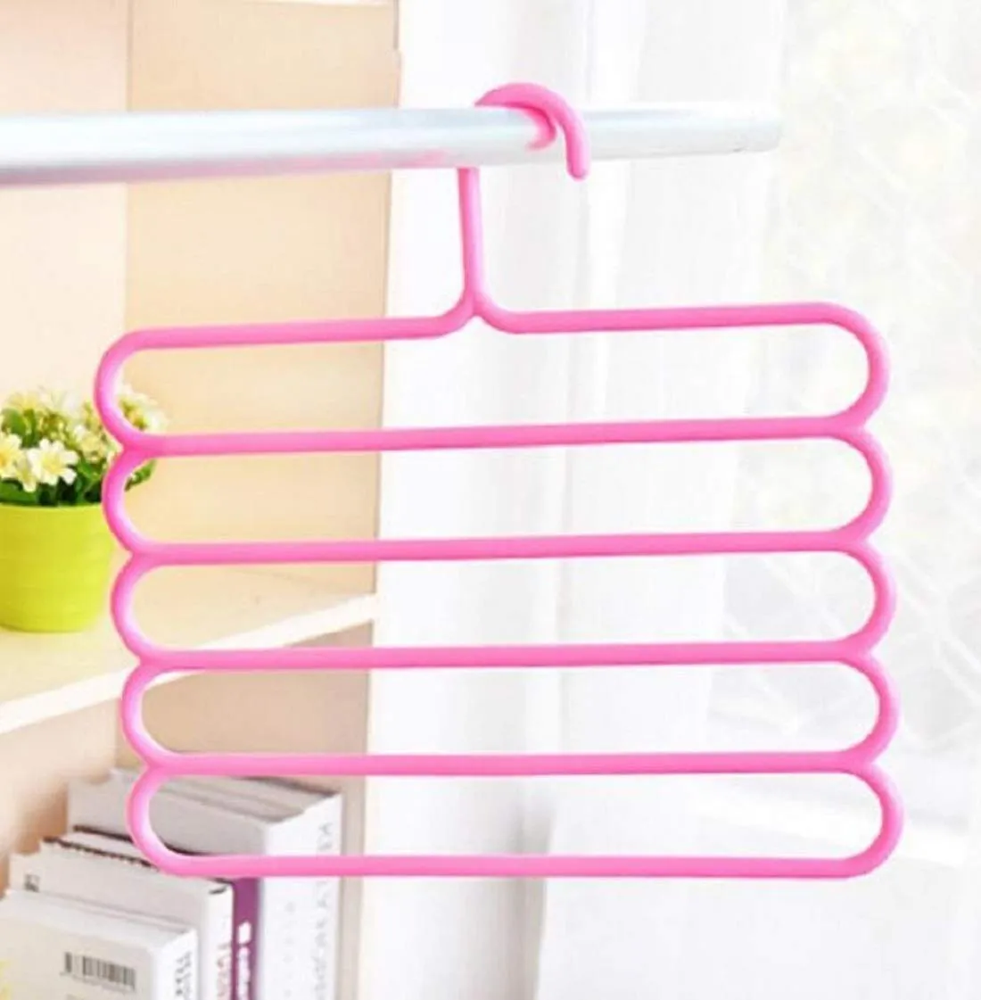 Kuber Industries 12 Pieces Multi-Purpose 5 Layer Pants Clothes Hanger Wardrobe Storage Organizer (Multicolour) - CTKTC23496