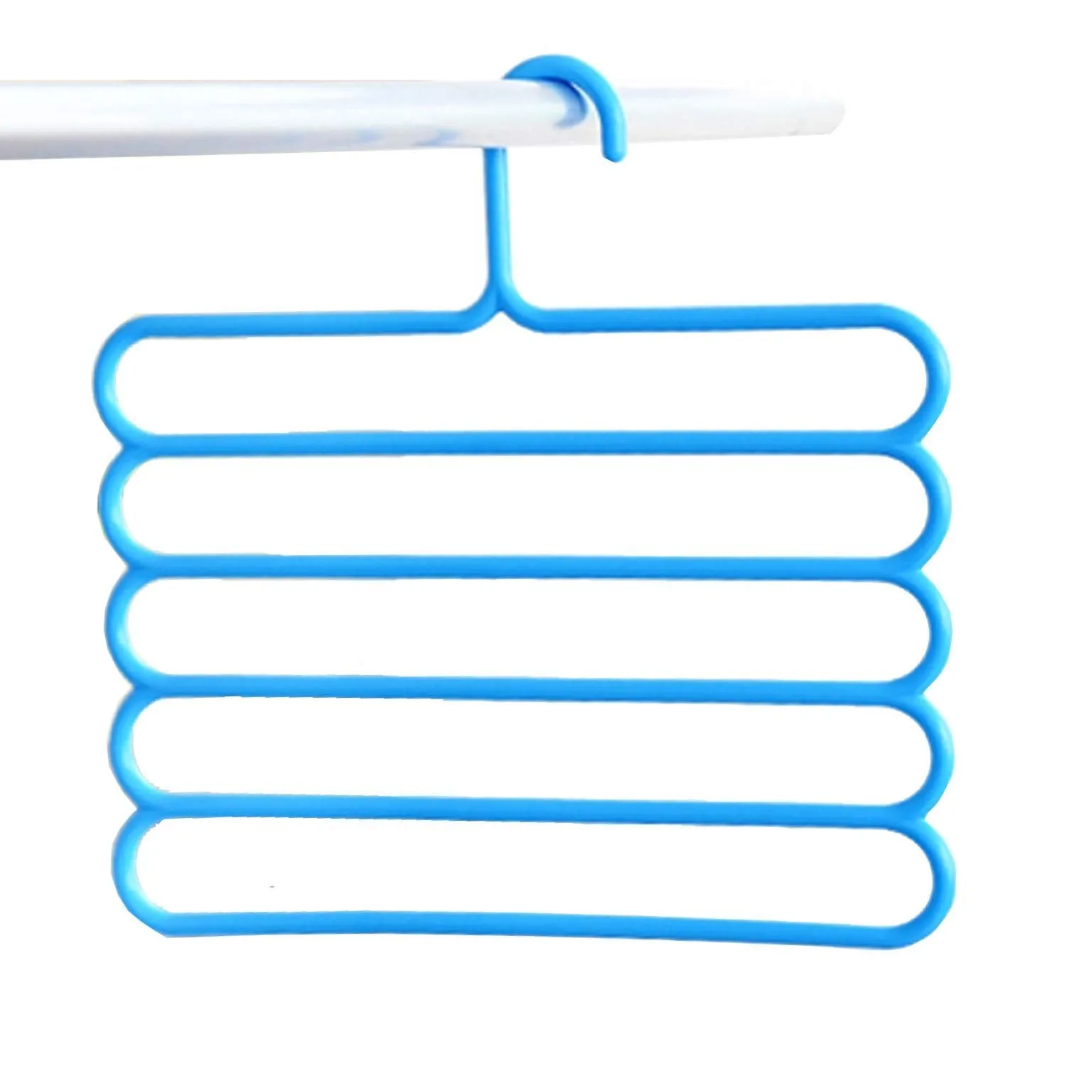 Kuber Industries 12 Pieces Multi-Purpose 5 Layer Pants Clothes Hanger Wardrobe Storage Organizer (Multicolour) - CTKTC23496