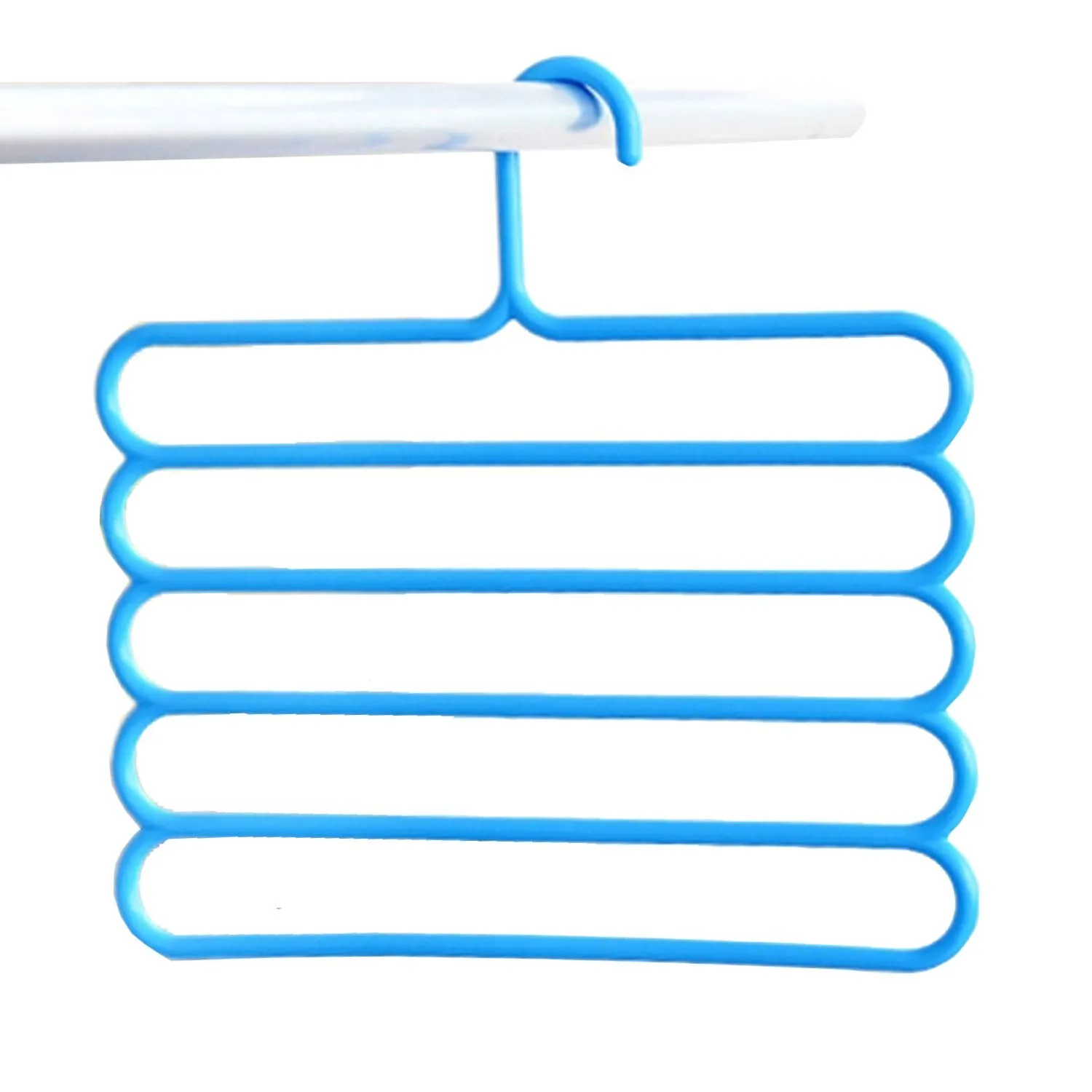 Kuber Industries 12 Pieces Multi-Purpose 5 Layer Pants Clothes Hanger Wardrobe Storage Organizer (Multicolour) - CTKTC23496