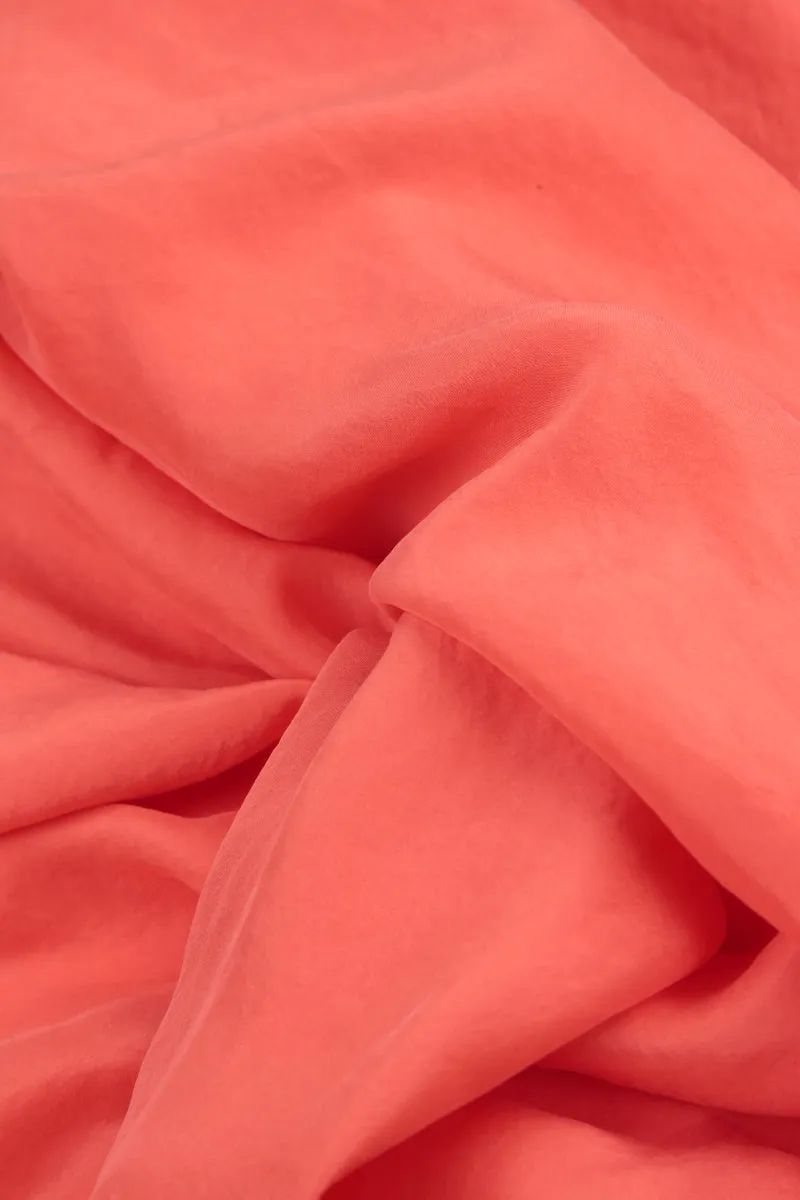 Lightweight Living Coral Pure Silk Scarf