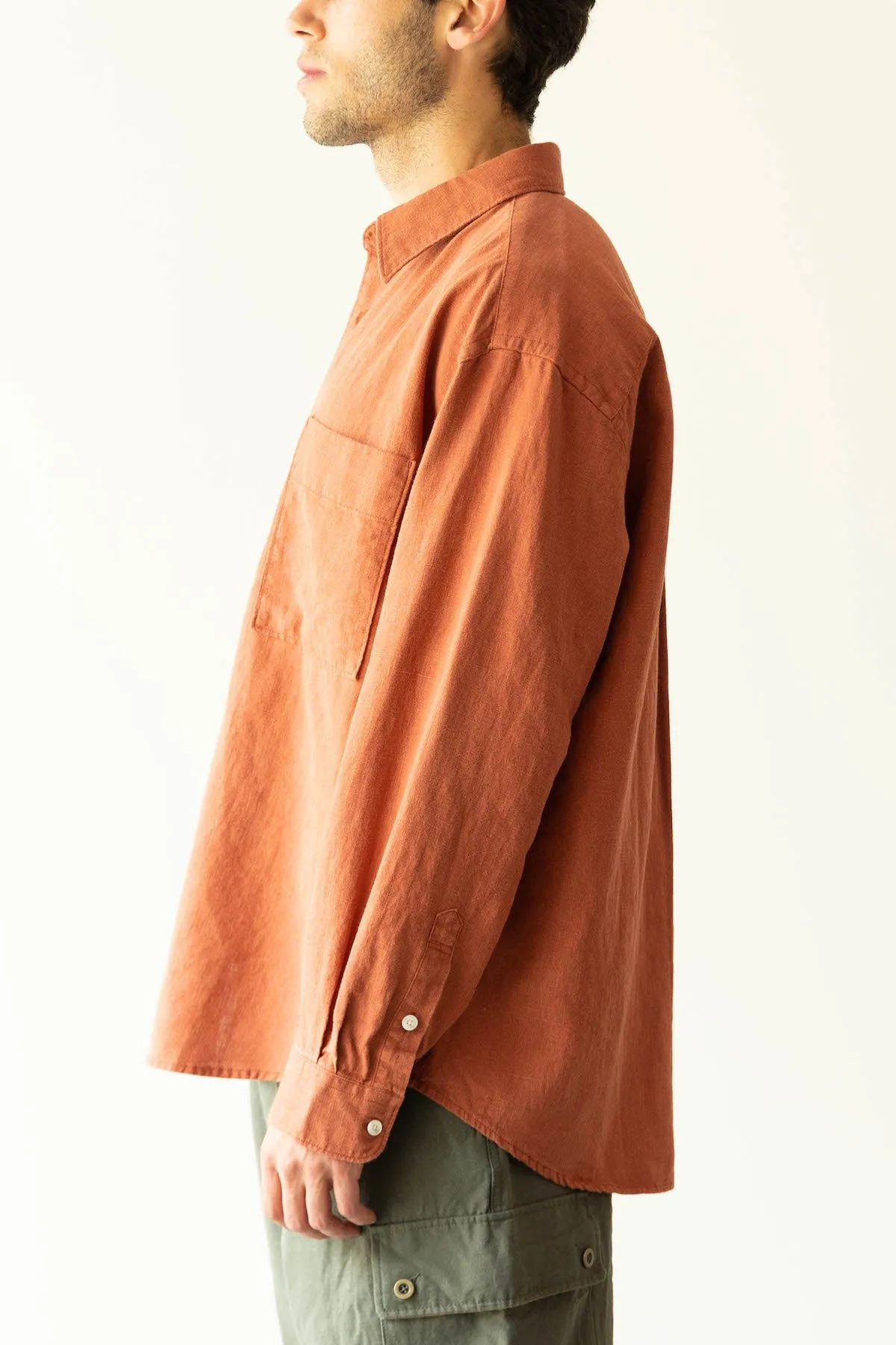 Linen Relaxed Shirt - Brick
