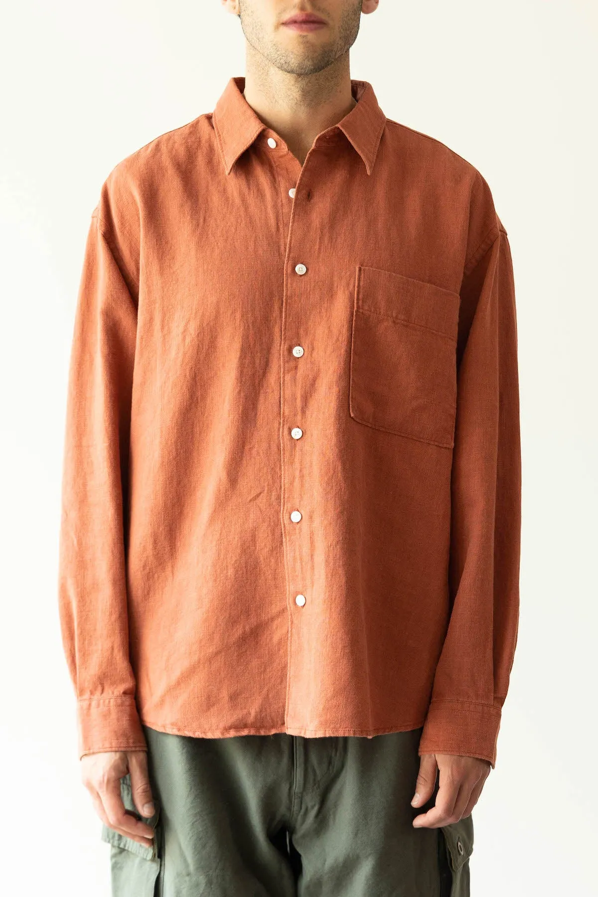 Linen Relaxed Shirt - Brick
