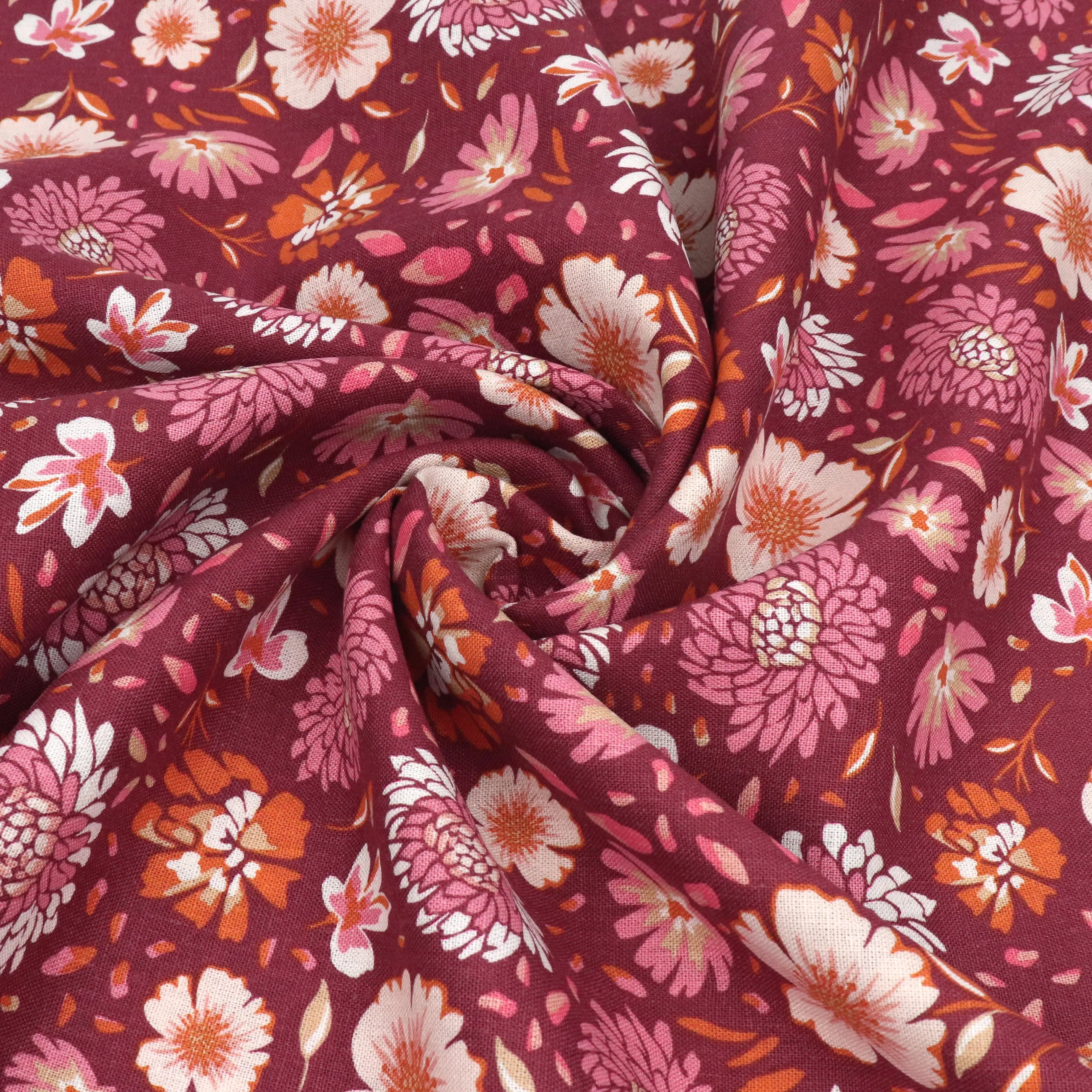 Linen Viscose - Chrysanthemum - Berry Red - SALE