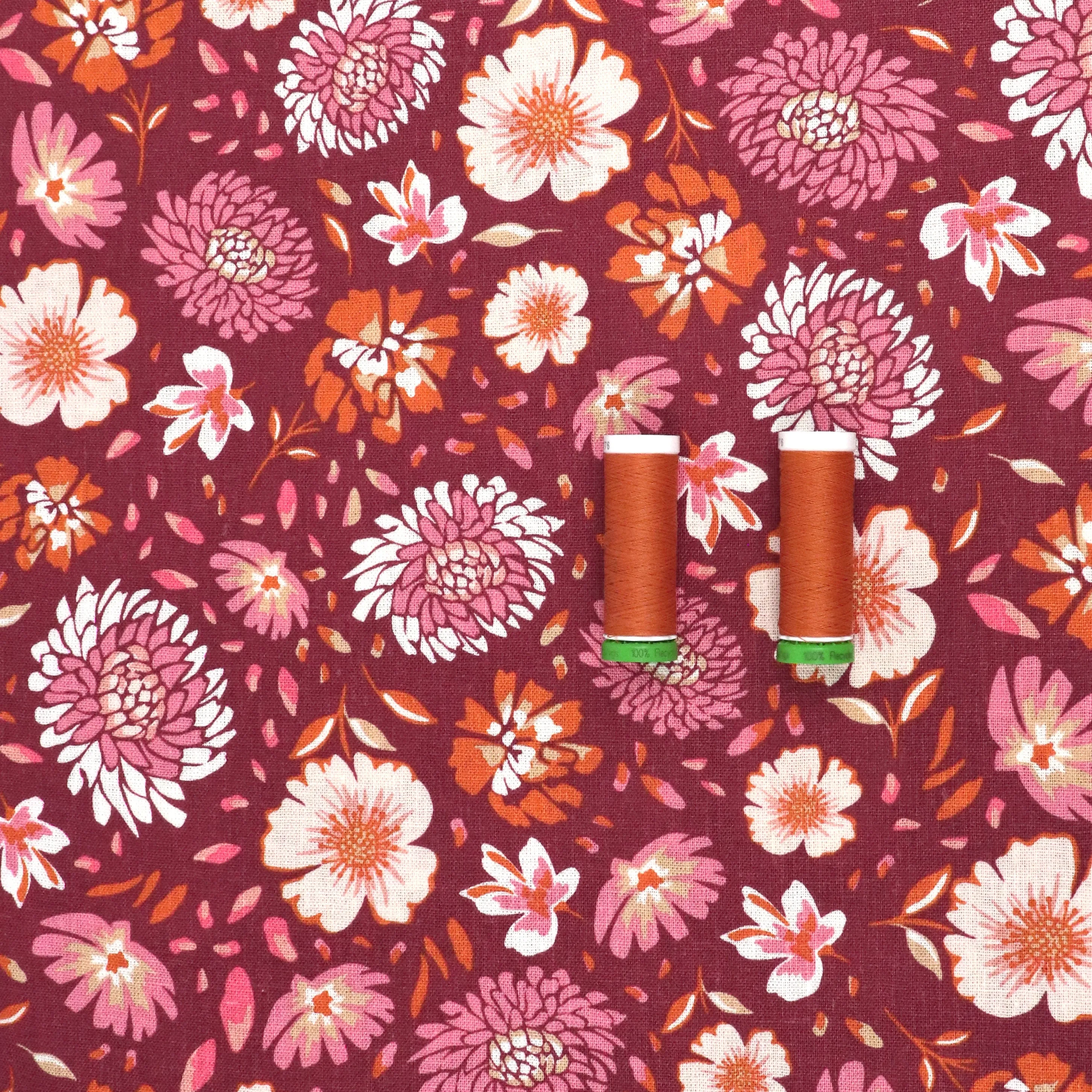 Linen Viscose - Chrysanthemum - Berry Red - SALE