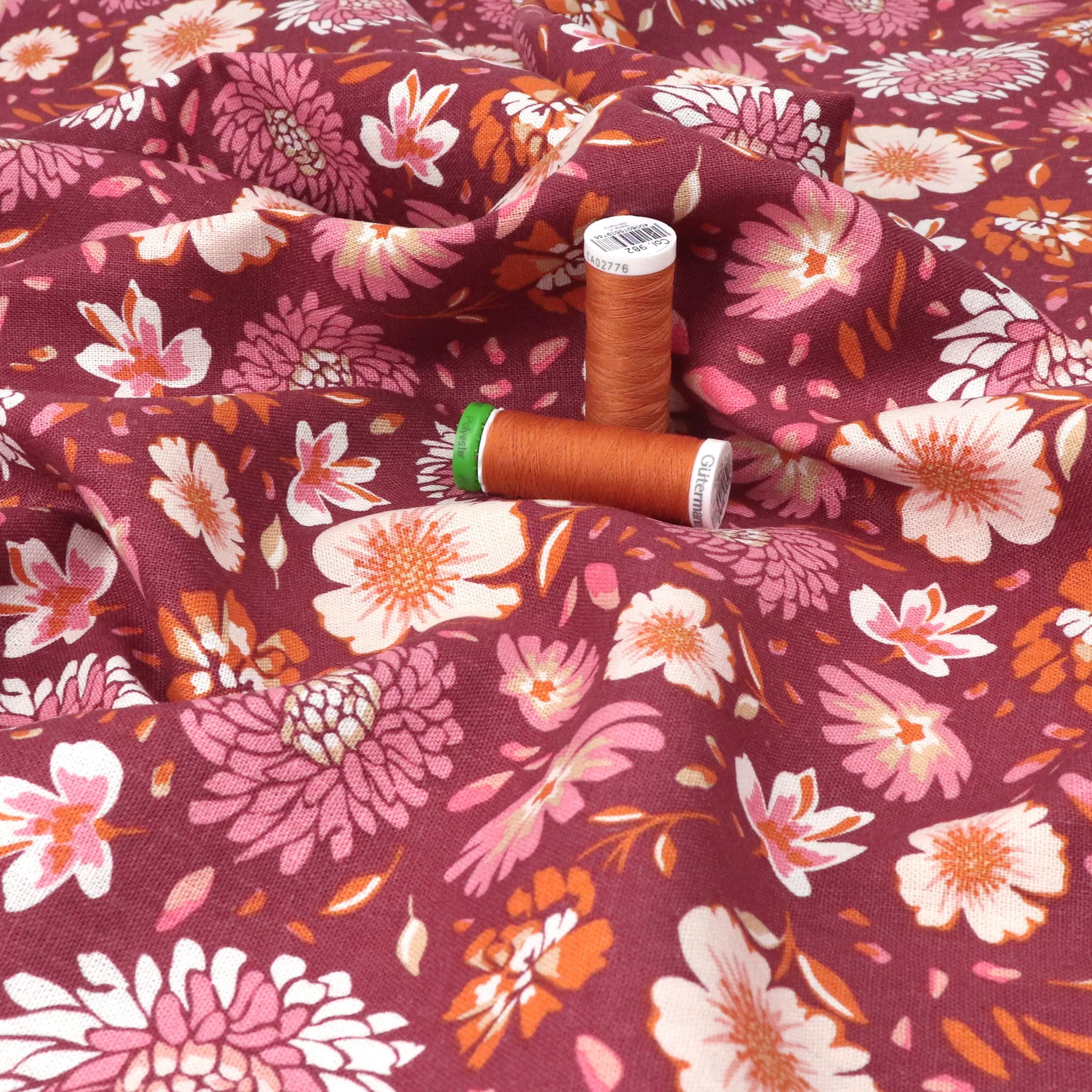Linen Viscose - Chrysanthemum - Berry Red - SALE