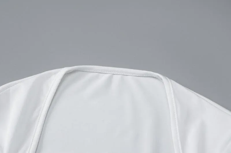 Long sleeve ruched v neck hollow out solid backless cut out top- Final Sale
