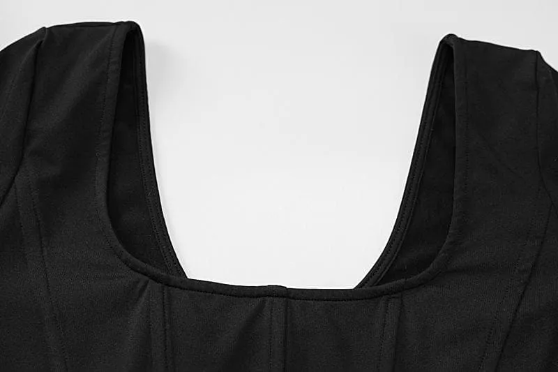 Long sleeve solid u neck gloves crop top