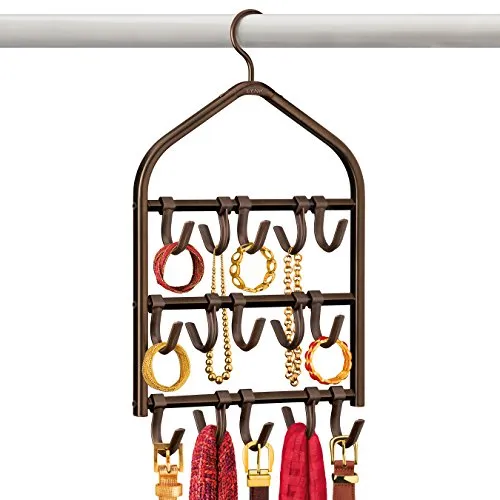 Lynk 15 Hook Rack Double Sided Belt, Hat, Jewelry, Accessory Holder-15 Closet Organizer, Bronze