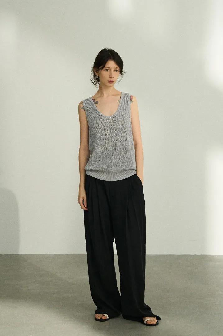 Lyocell blend linen straight pants | 3 color